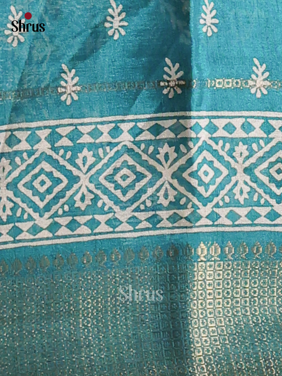 Teal - Semi Crepe Saree - Shop on Shrus.com