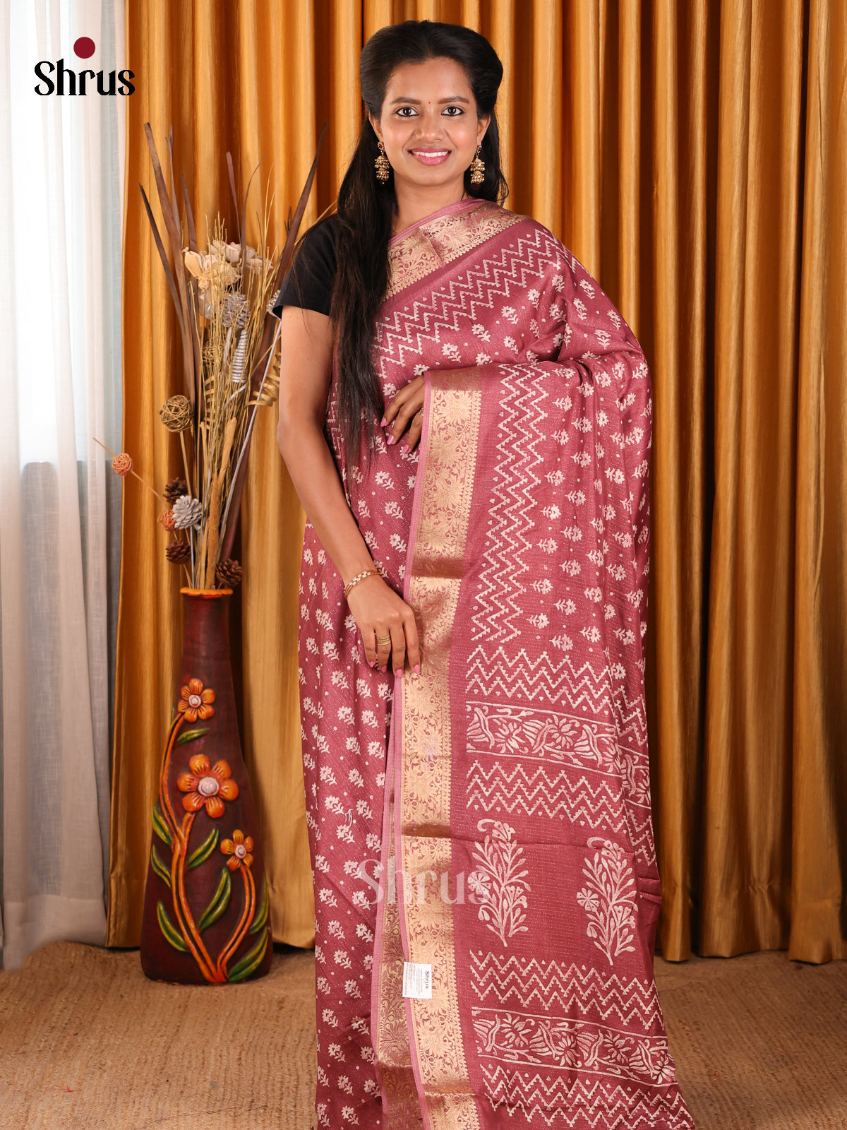 Onion Peel - Semi Crepe Saree - Shop on Shrus.com