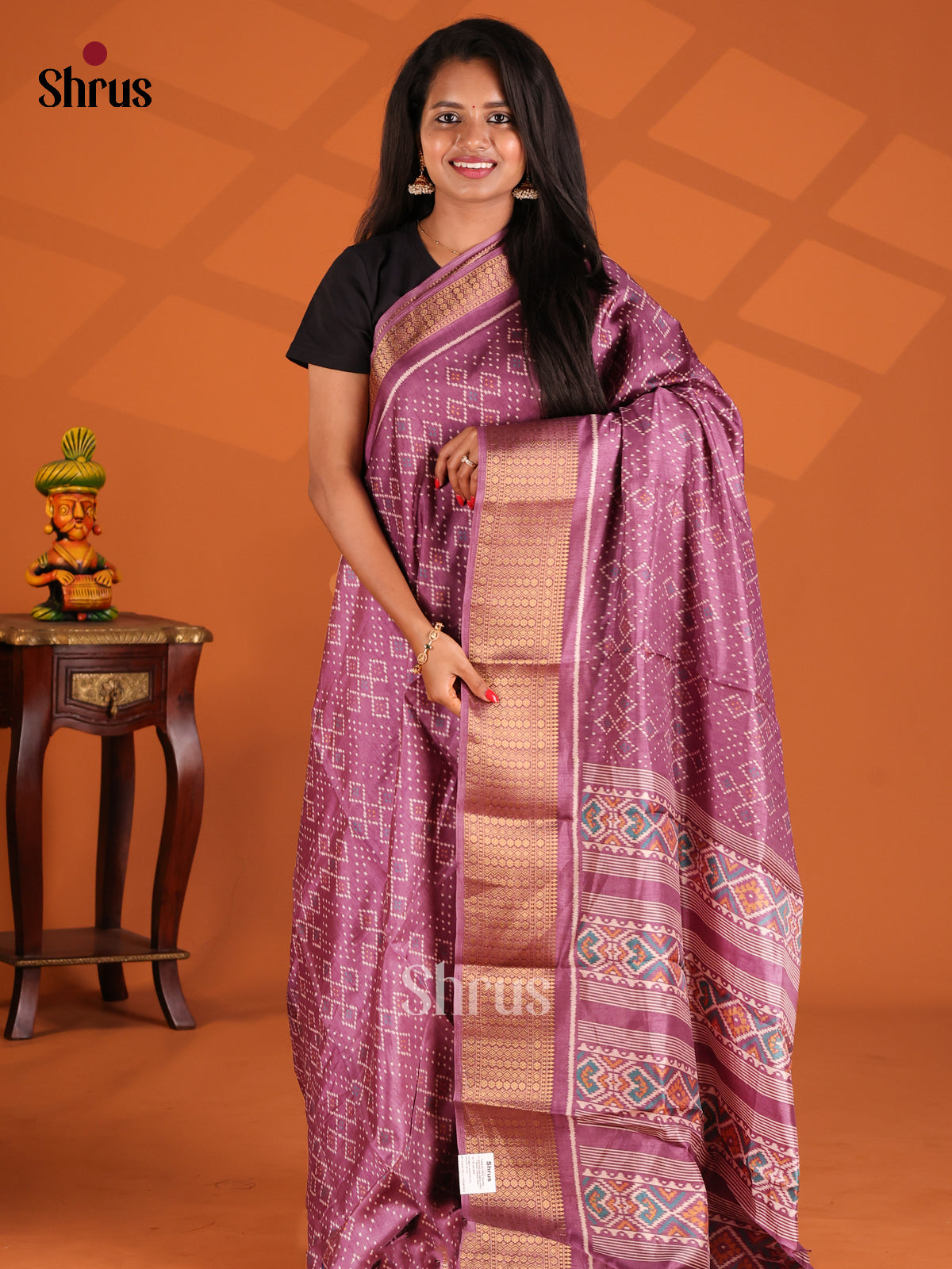 Purple - Semi Crepe Saree - Shop on Shrus.com