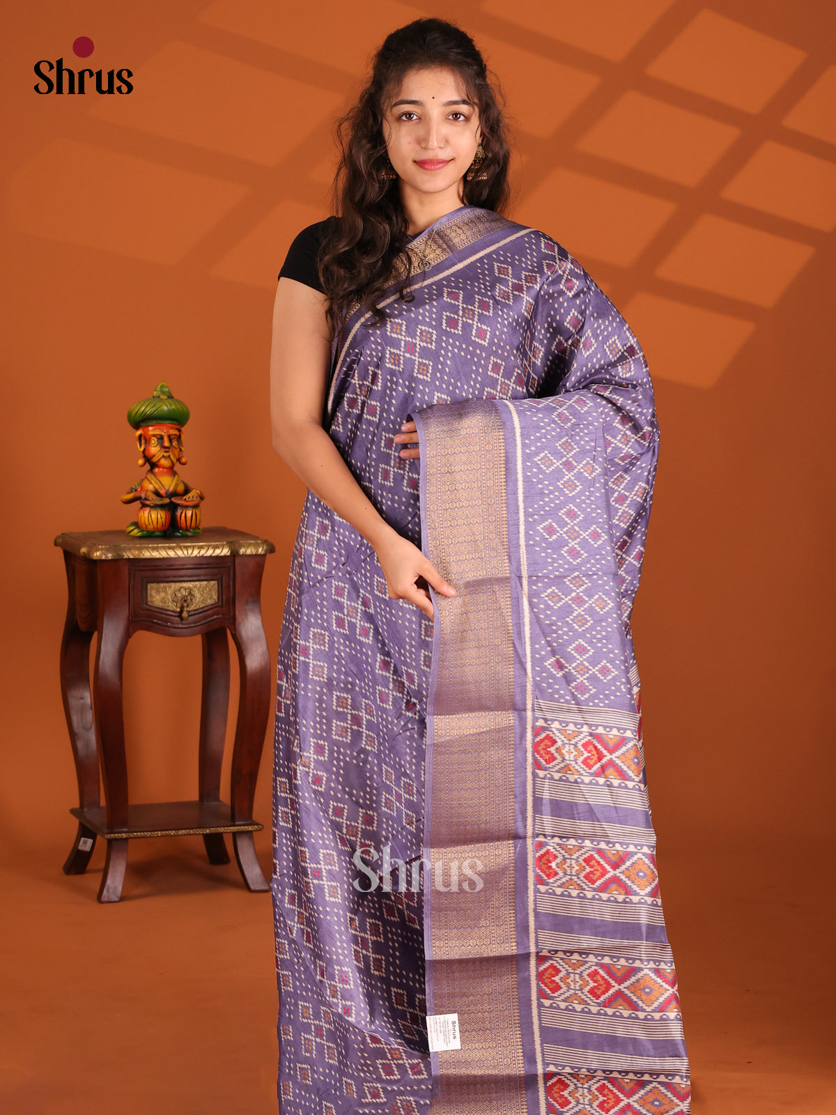 Dark Lavender - Semi Crepe Saree - Shop on Shrus.com