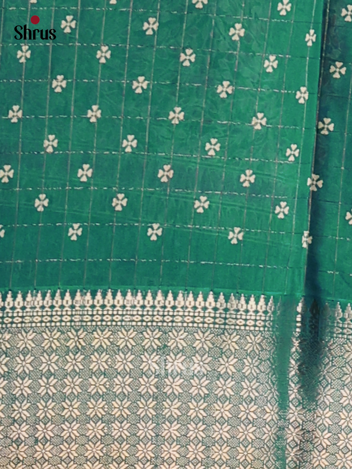 Green - Semi Crepe Saree - Shop on Shrus.com