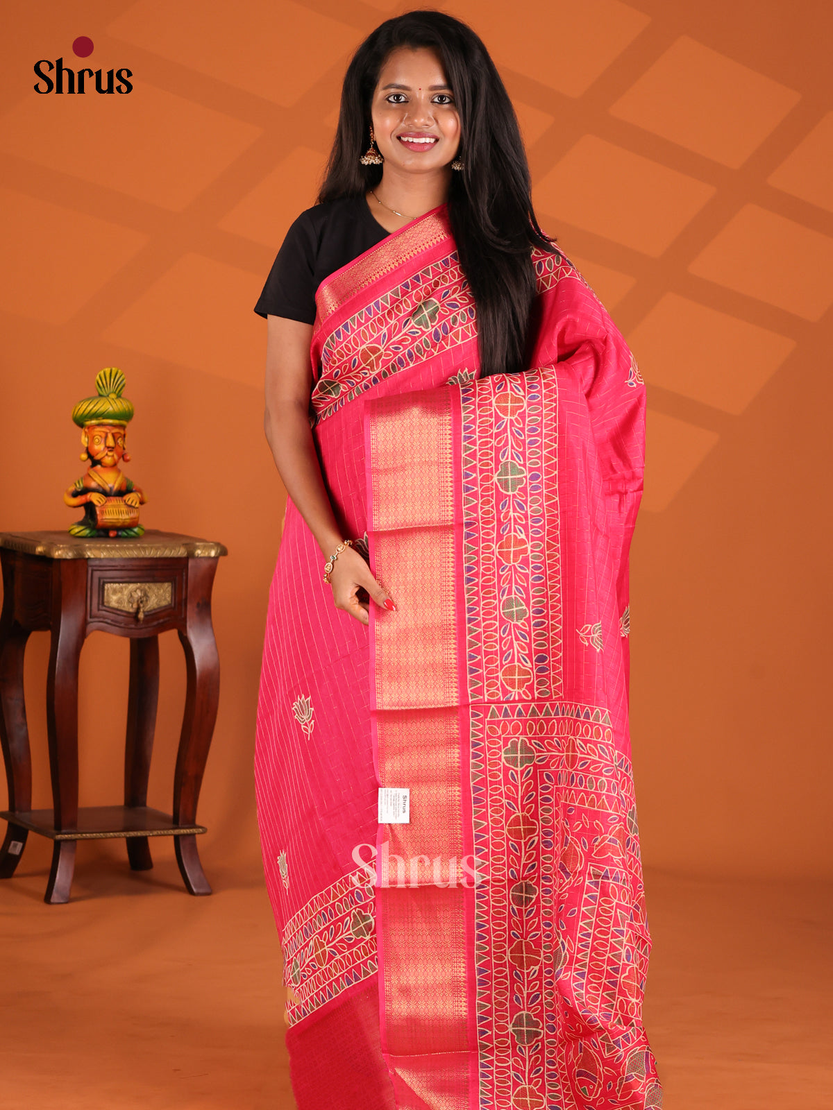 Pink - Semi Crepe Saree - Shop on Shrus.com