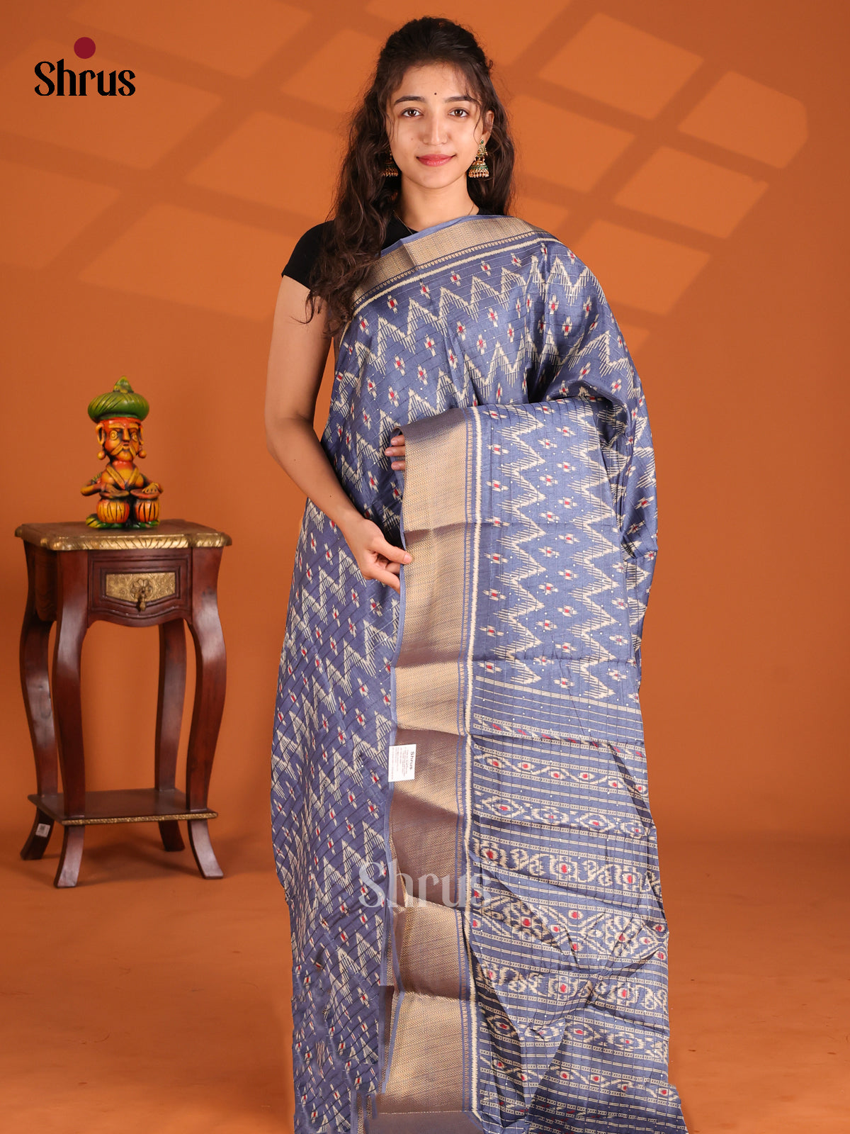 Blue - Semi Crepe Saree - Shop on Shrus.com