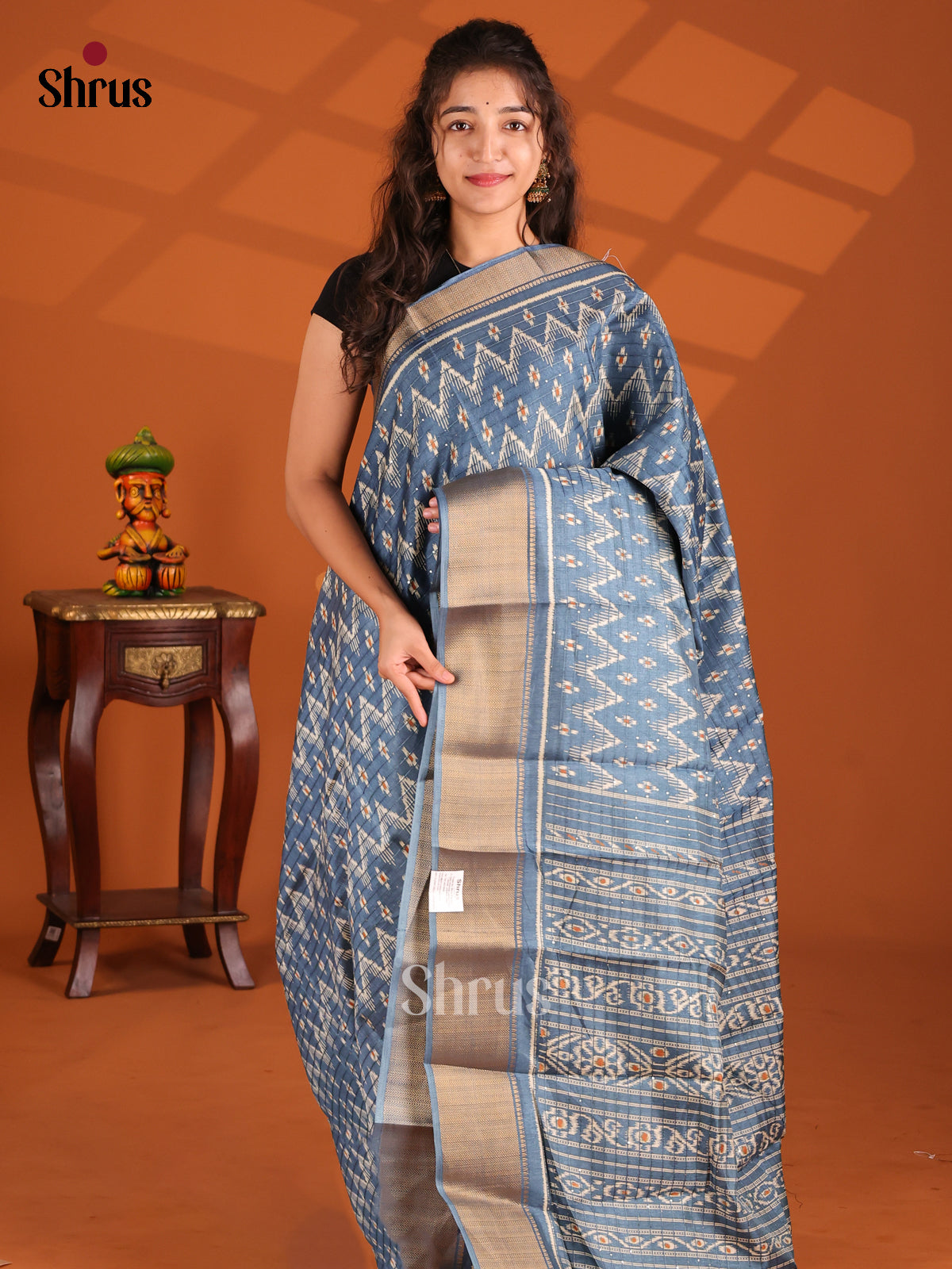 Blue - Semi Crepe Saree - Shop on Shrus.com
