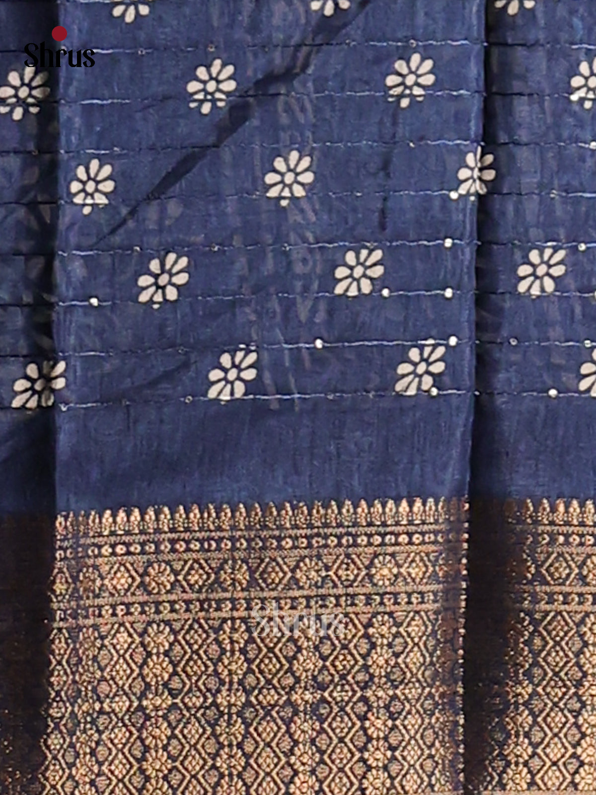 Blue - Semi Crepe Saree - Shop on Shrus.com