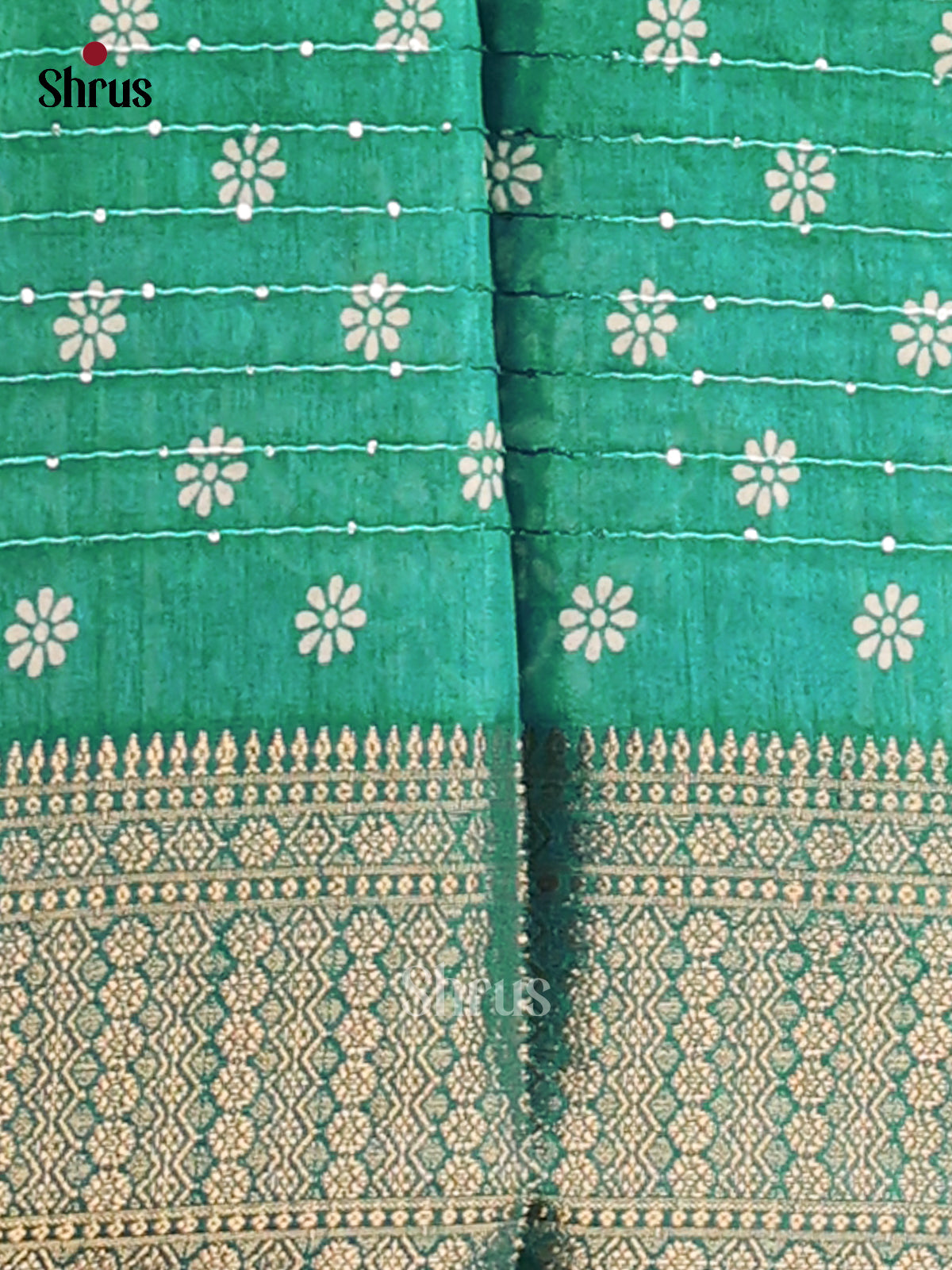 green - Semi Crepe Saree - Shop on Shrus.com