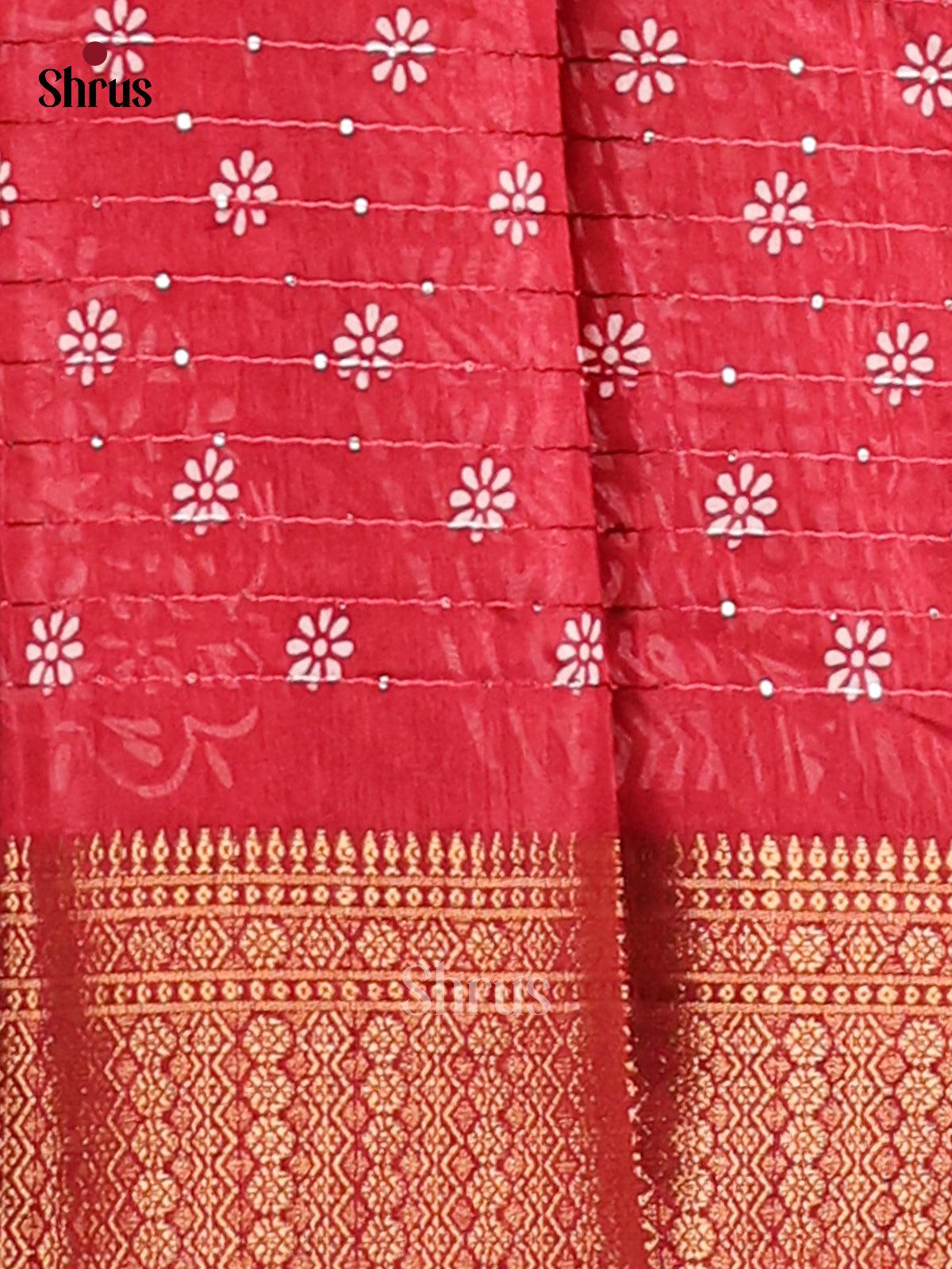 Red - Semi Crepe Saree - Shop on Shrus.com