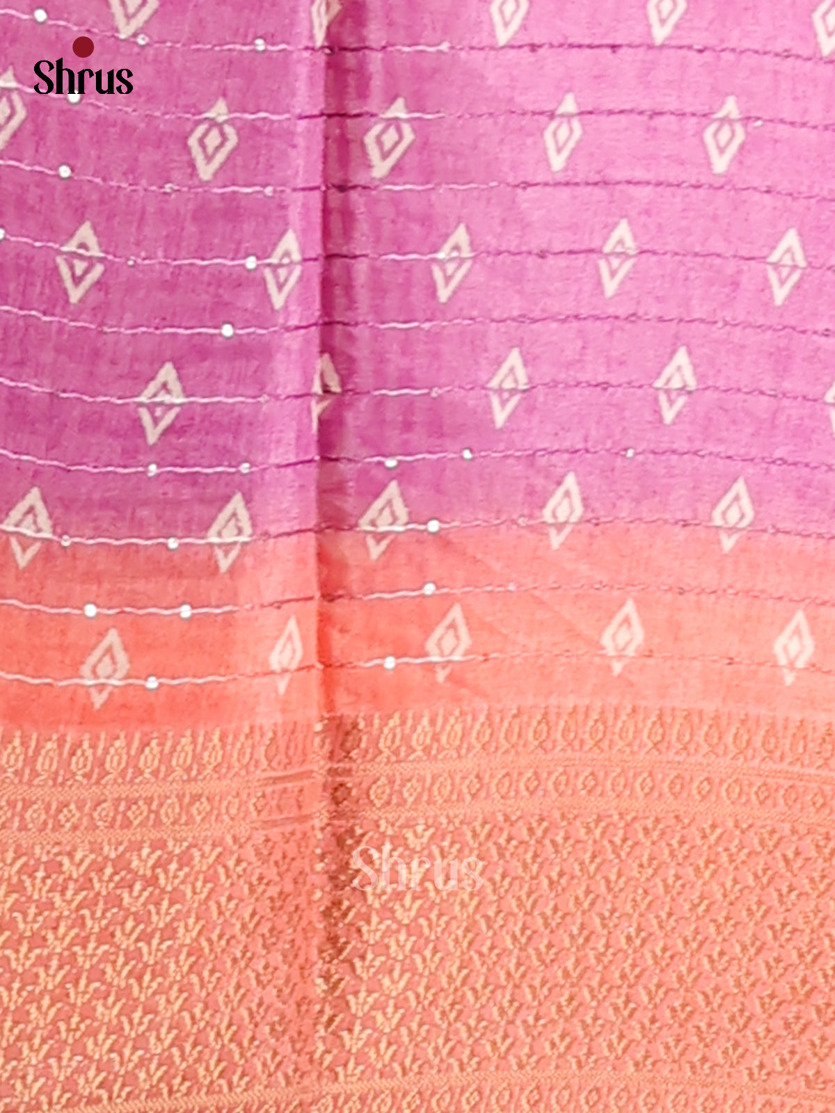 Purple & Orange - Semi Crepe Saree - Shop on Shrus.com