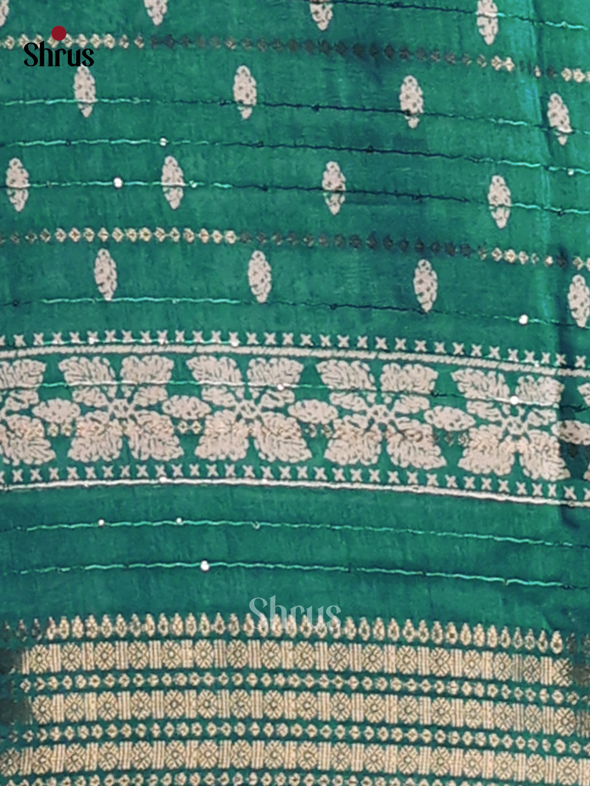 Green -  Semi Crepe Saree - Shop on Shrus.com