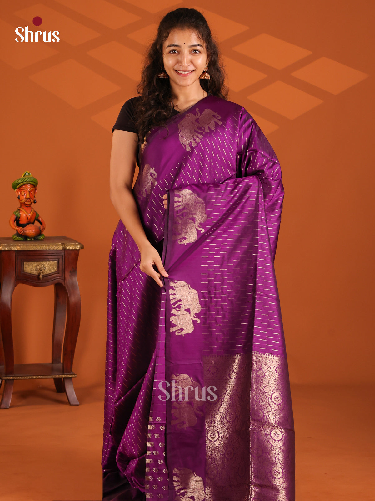 Purple- Semi Softsilk Saree - Shop on Shrus.com