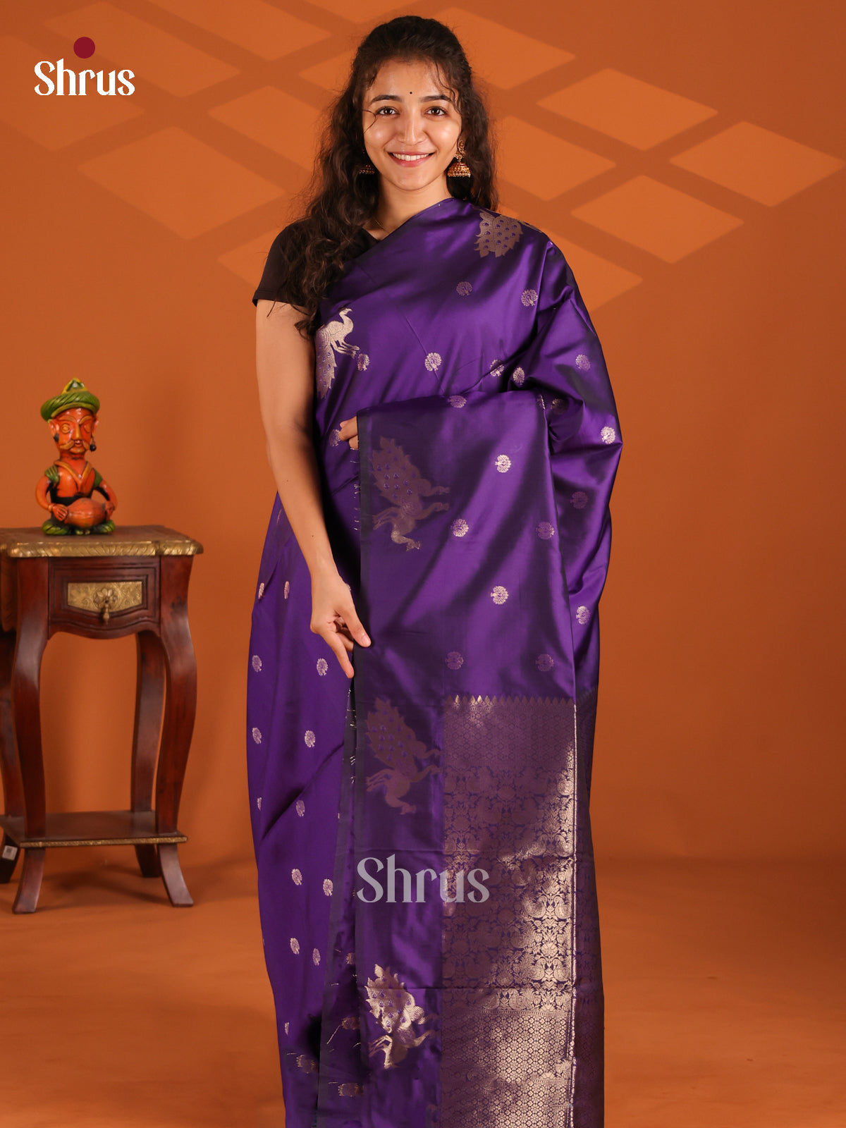 Violet - Semi Softsilk Saree - Shop on Shrus.com