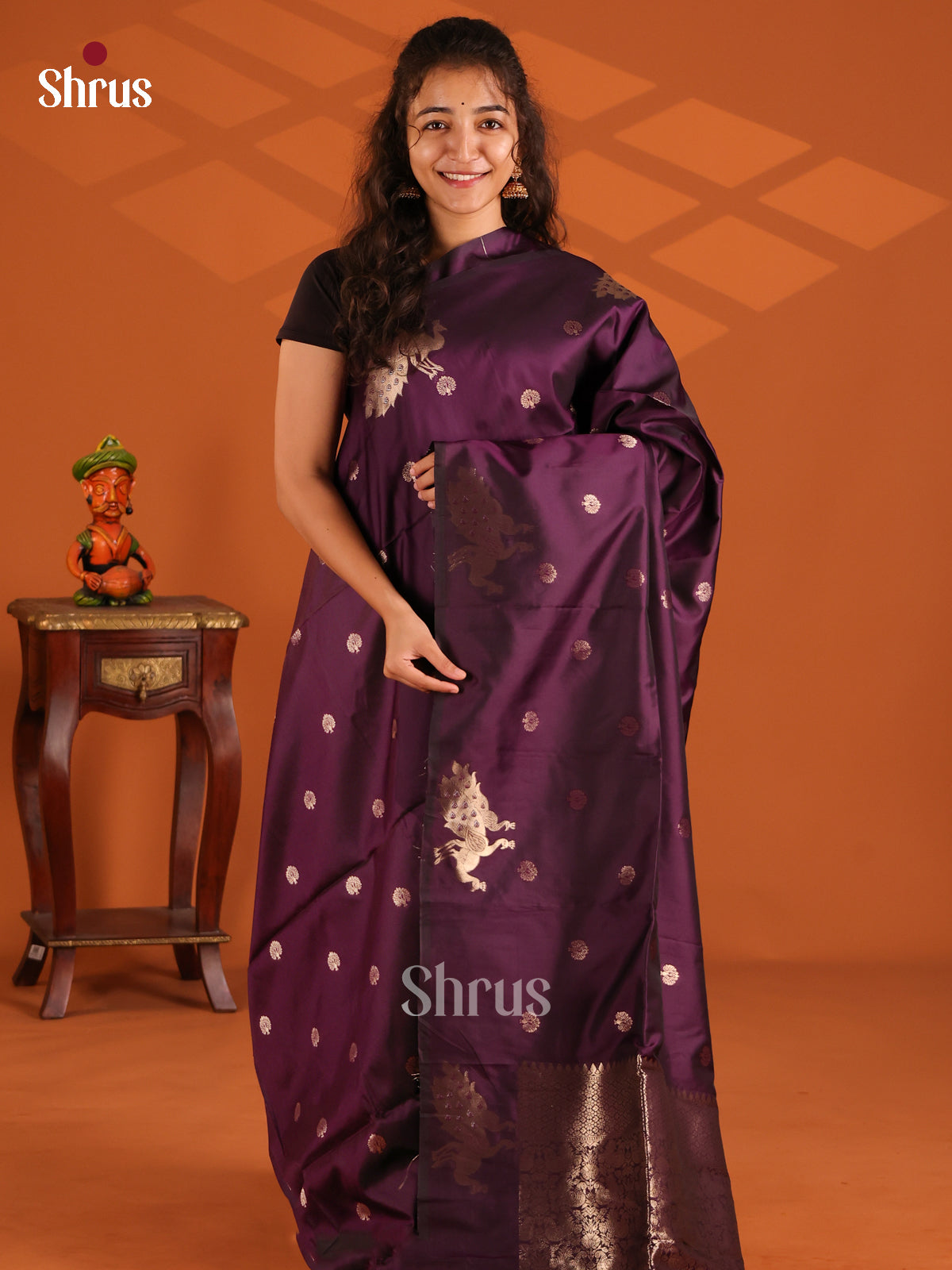 Jamun - Semi Softsilk Saree - Shop on Shrus.com