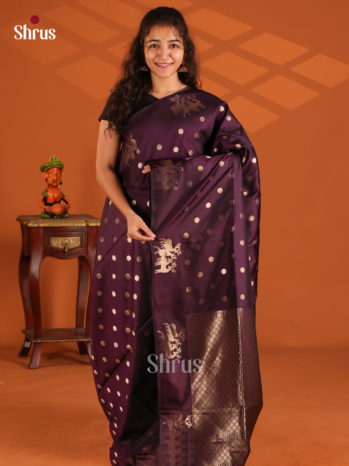 Jamun- Semi Softsilk Saree - Shop on Shrus.com