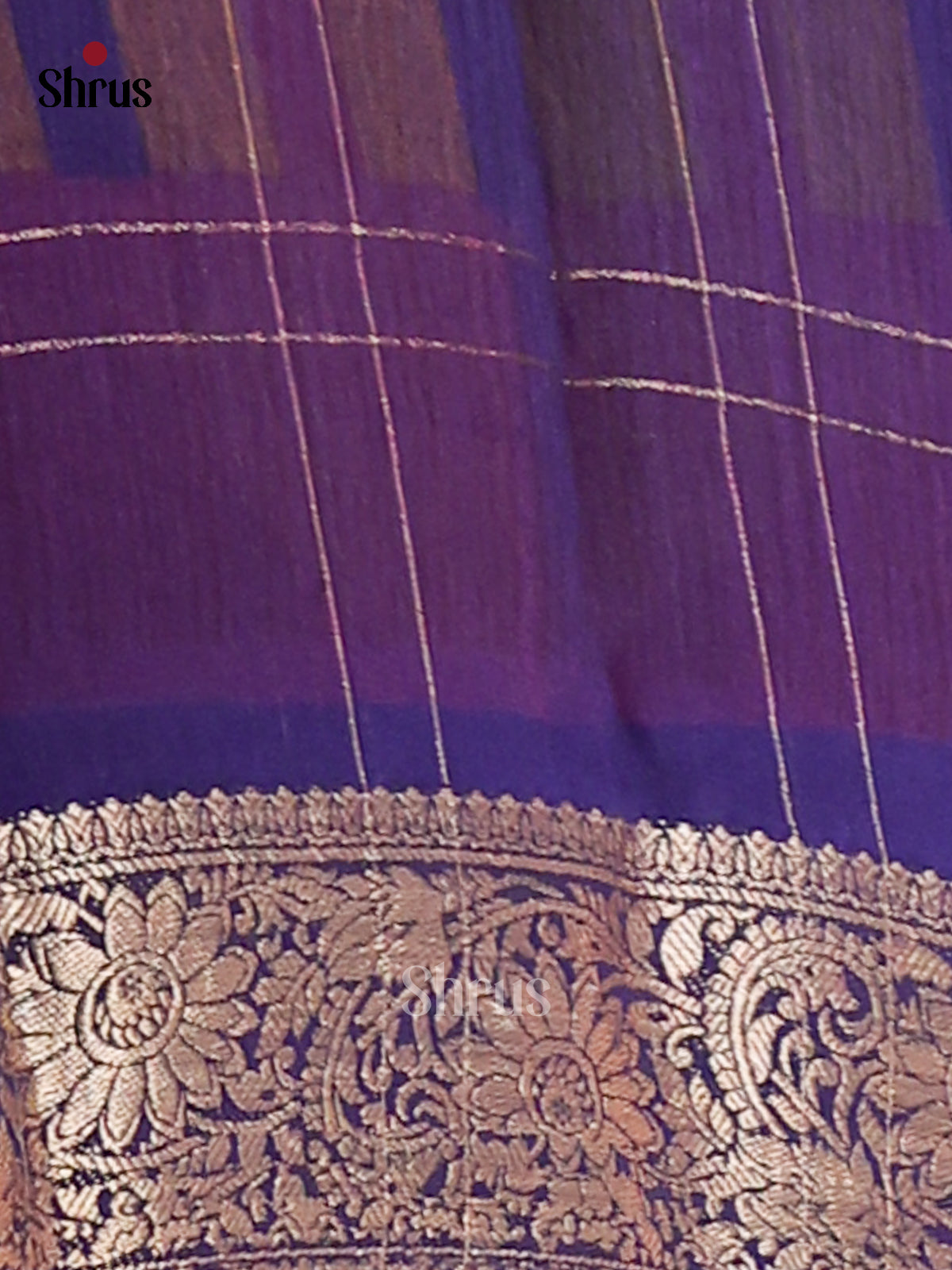 Yellow & Blue - Semi Mysore silk saree - Shop on Shrus.com