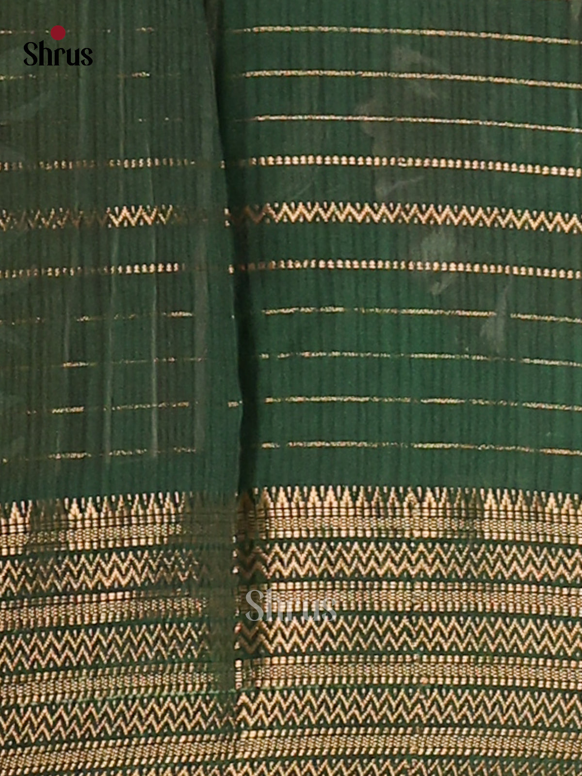 Green & Cream - Semi Mysore silk saree - Shop on Shrus.com