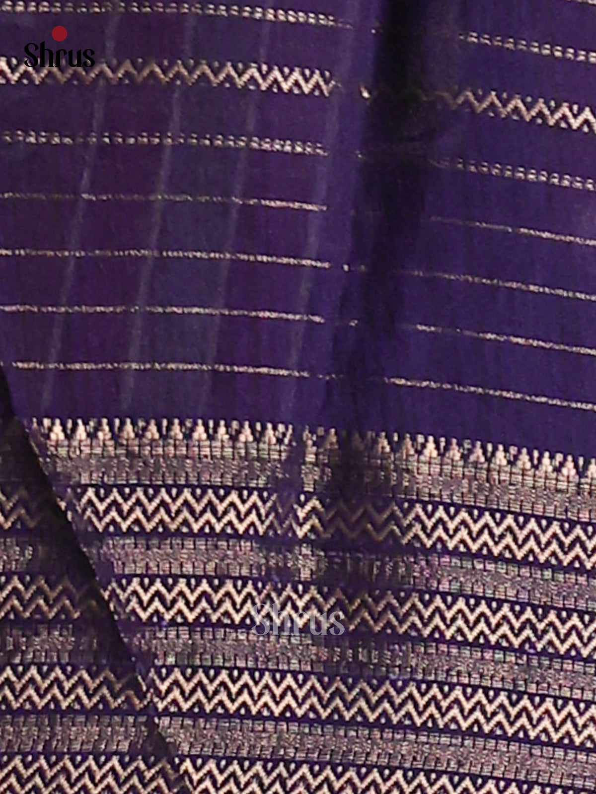 Blue & Cream - Semi Mysore silk saree - Shop on Shrus.com