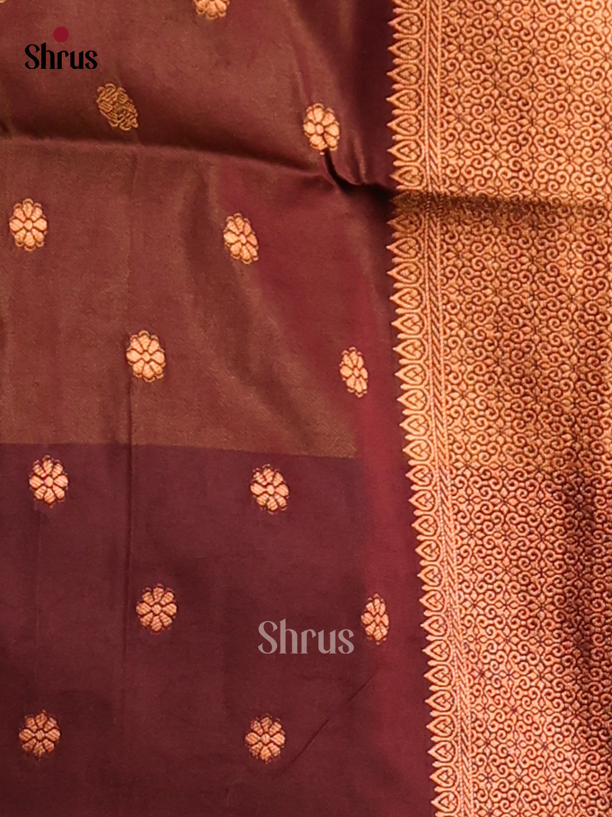Orange & Brown - Semi Softsilk Saree - Shop on Shrus.com
