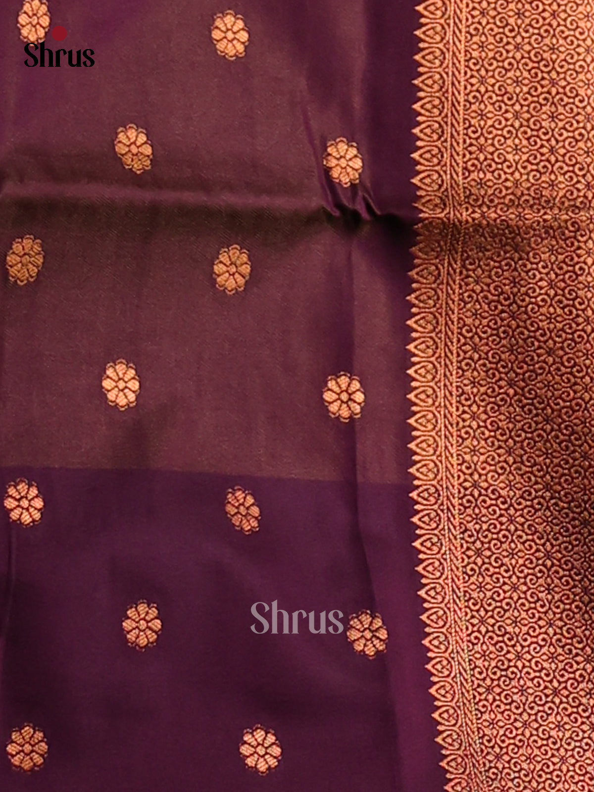 Dark Mustard & Purple - Semi Softsilk Saree - Shop on Shrus.com