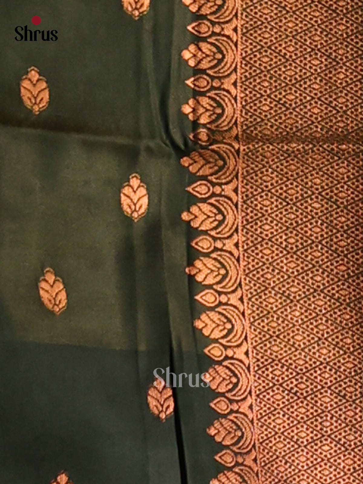 Olive Green & Green - Semi Softsilk Saree - Shop on Shrus.com
