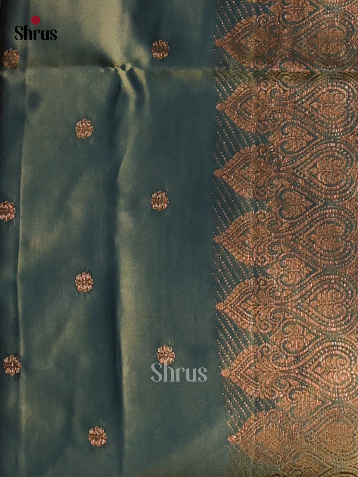 Brick & Green- Semi Softsilk Saree - Shop on Shrus.com
