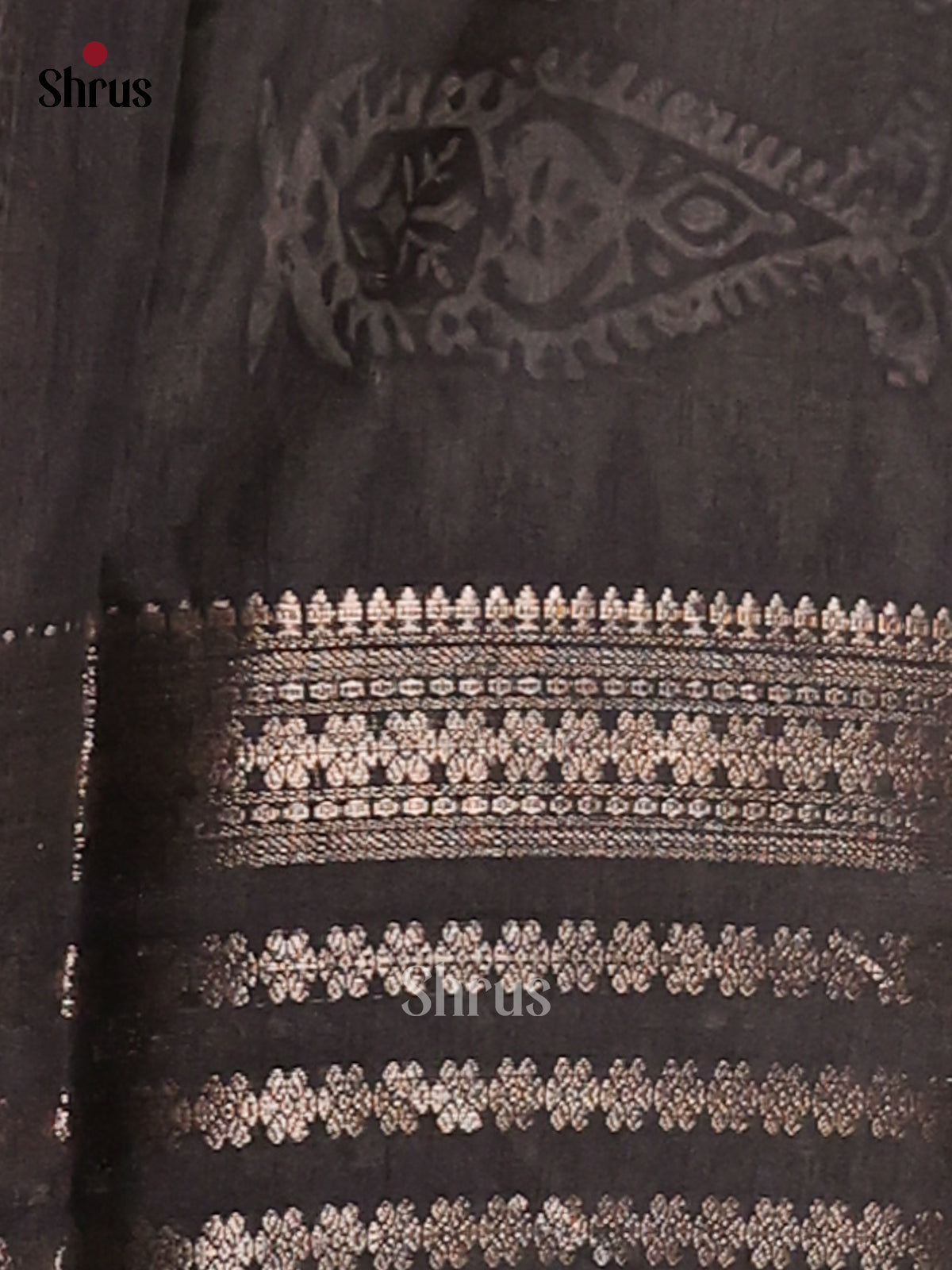 Grey & Black - Semi Crepe Saree - Shop on Shrus.com
