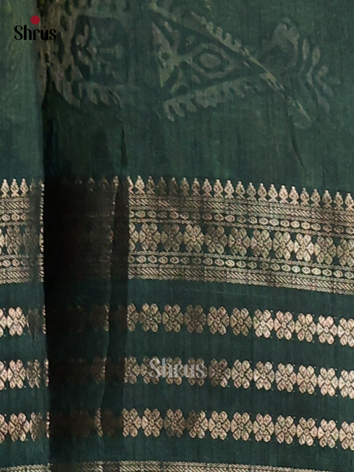 Light Green & Green - Semi Crepe Saree - Shop on Shrus.com