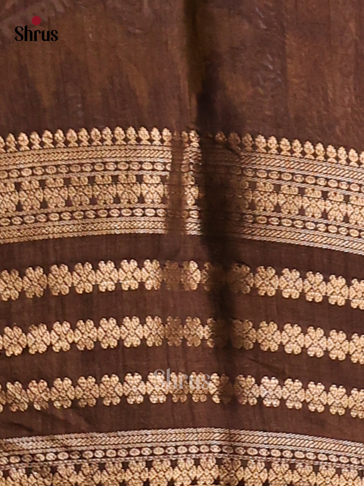 Yellow & Brown - Semi Crepe Saree - Shop on Shrus.com