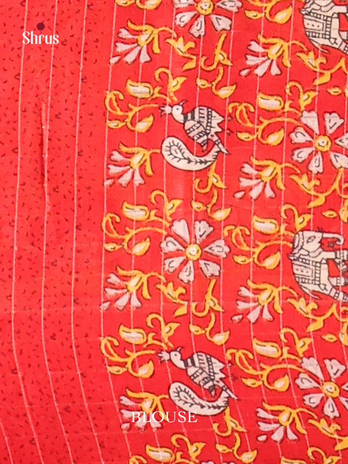 Cream & Red - Semi Dola silk Saree - Shop on Shrus.com