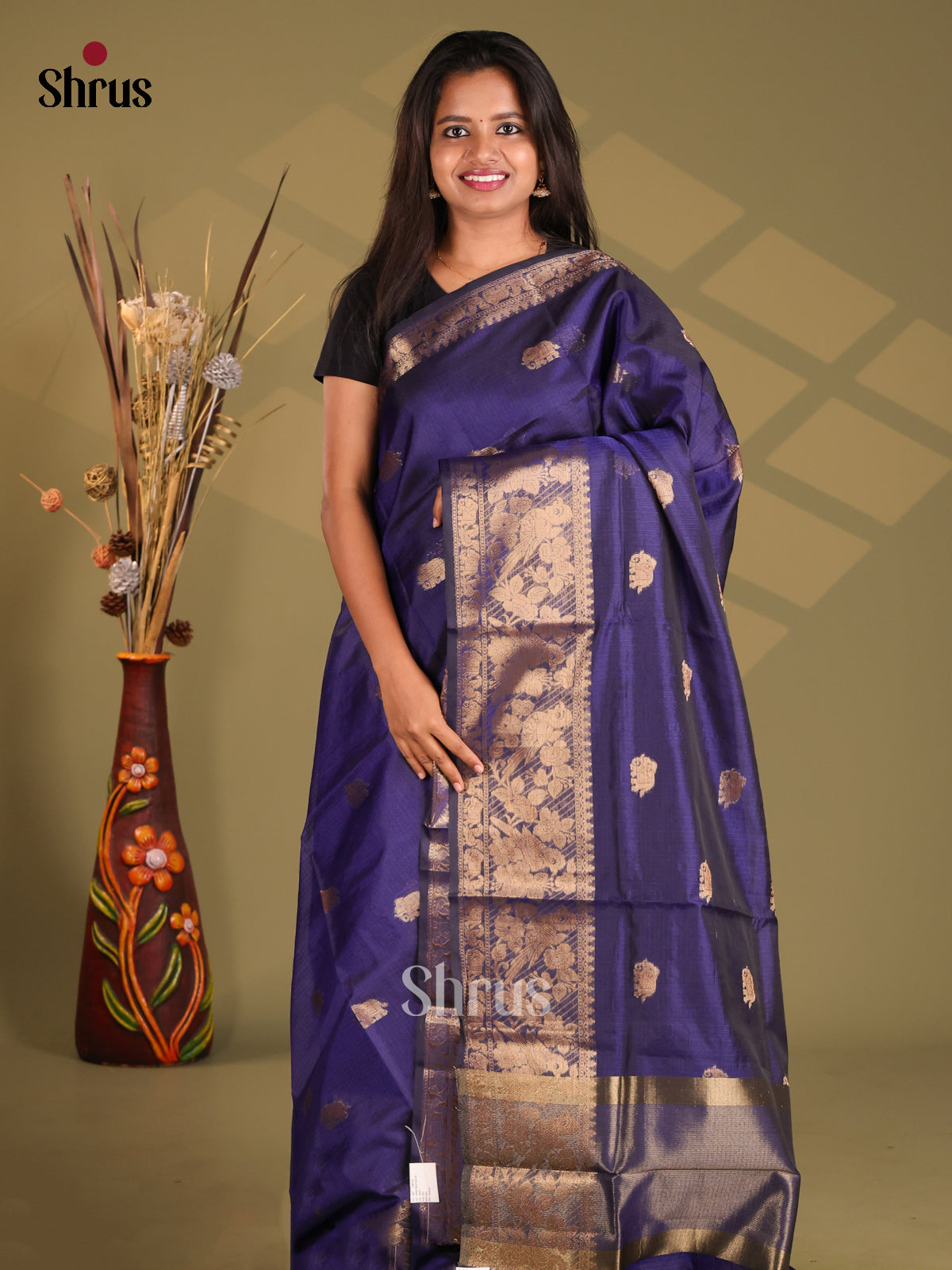 Blue - Semi Kota Saree - Shop on Shrus.com
