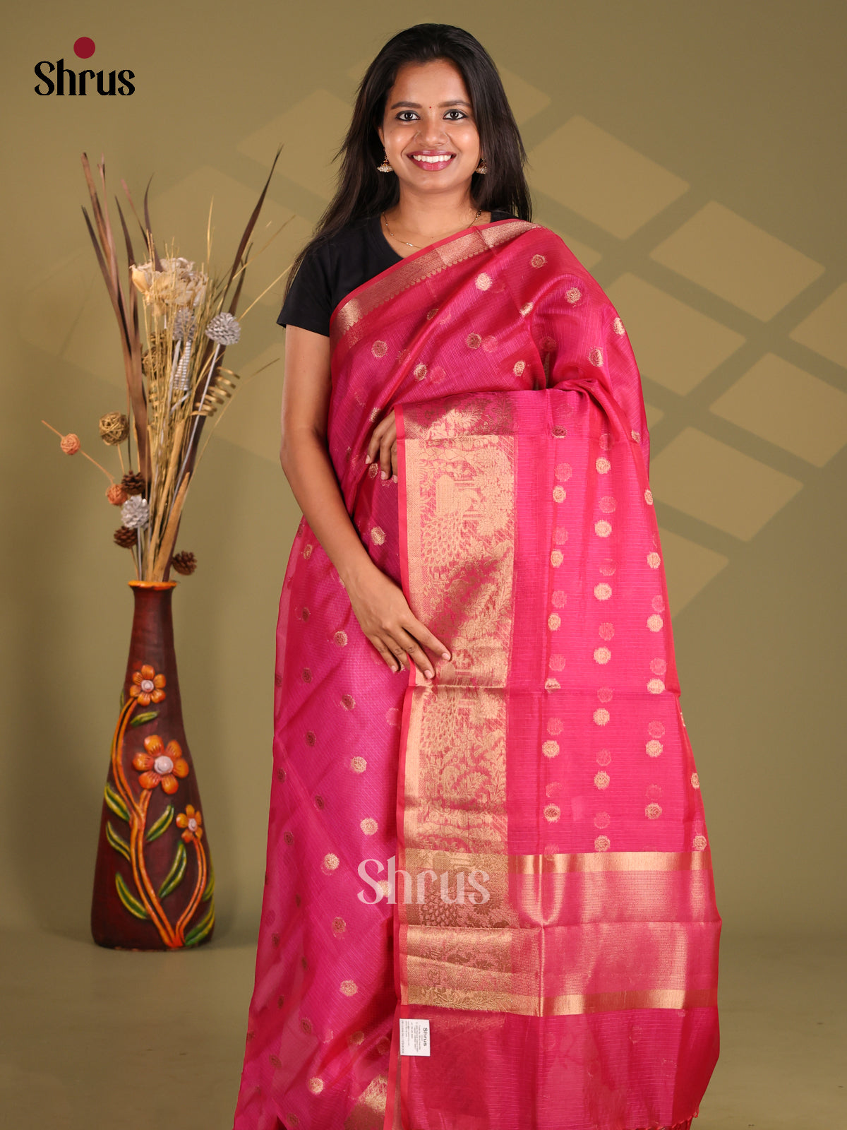 Pink - Semi Kota Saree - Shop on Shrus.com
