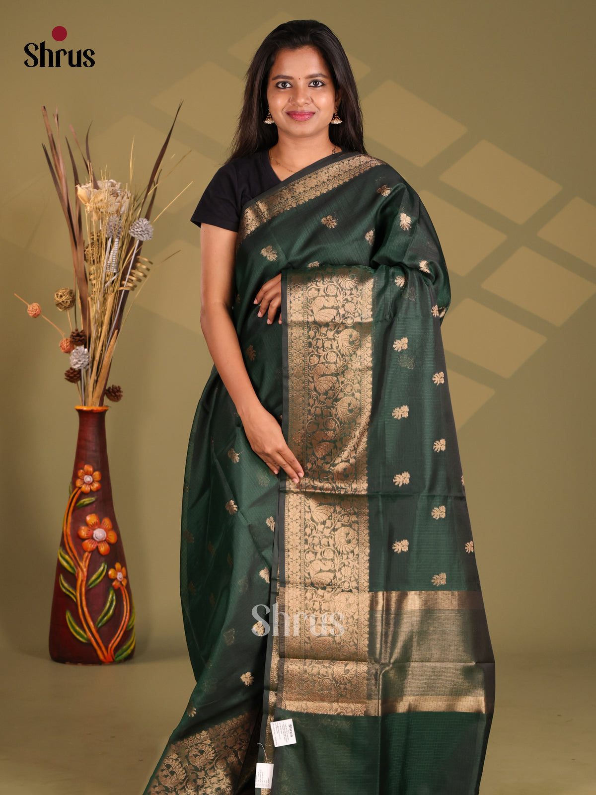 Green - Semi Kota Saree - Shop on Shrus.com