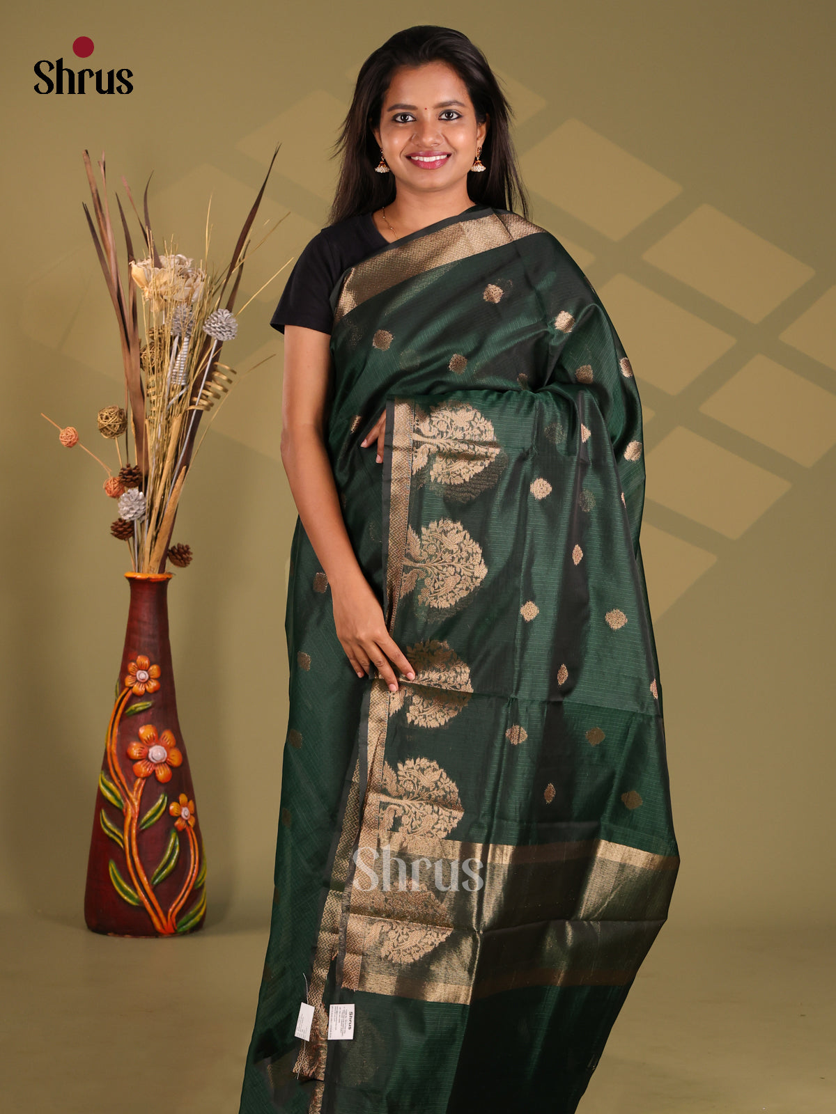 Green - Semi Kota Saree - Shop on Shrus.com