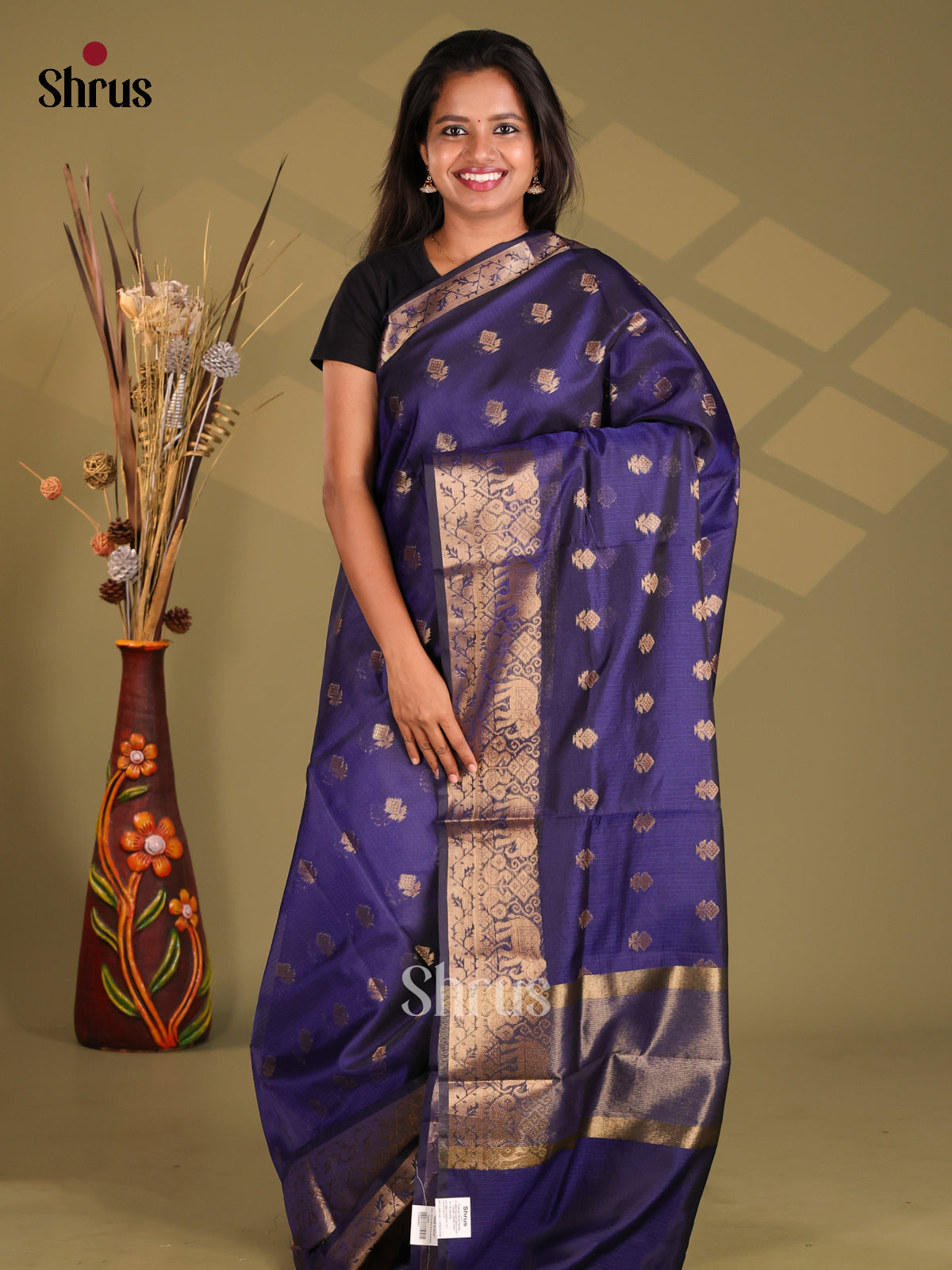 Blue - Semi Kota Saree - Shop on Shrus.com