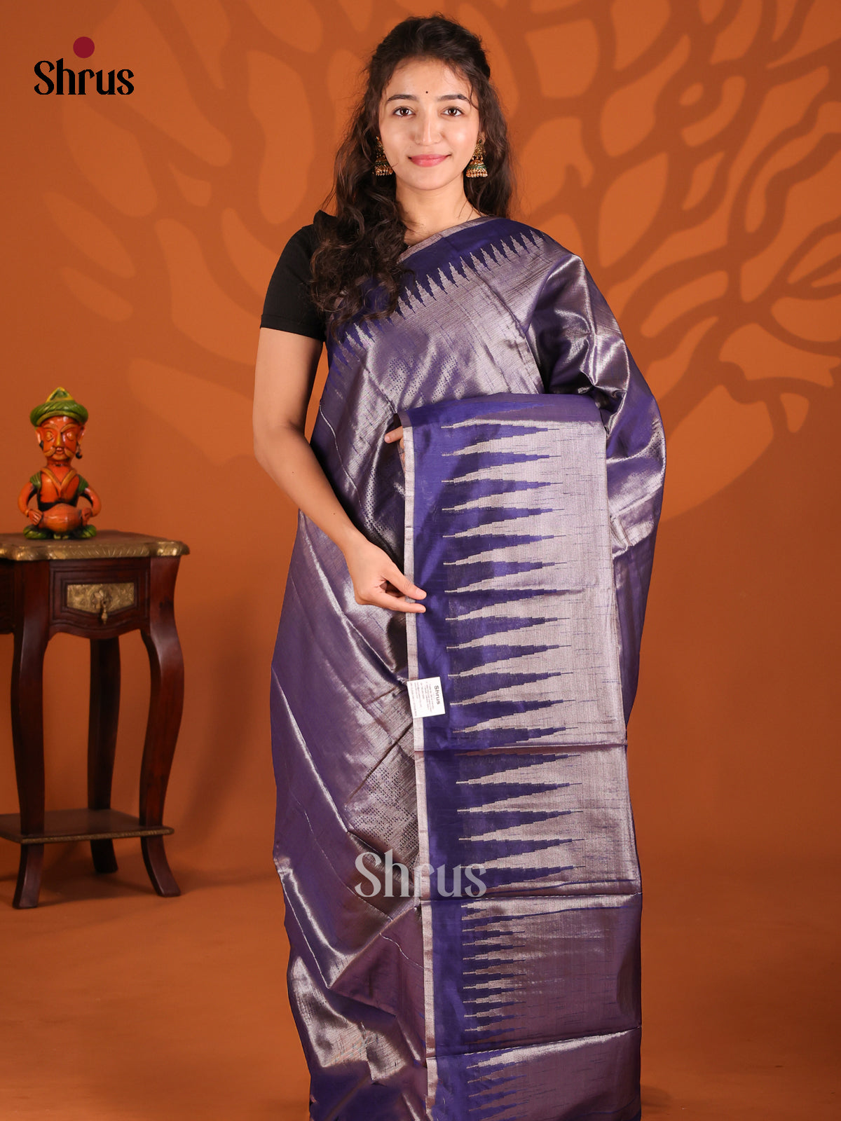 Blue - Semi Jute Saree - Shop on Shrus.com