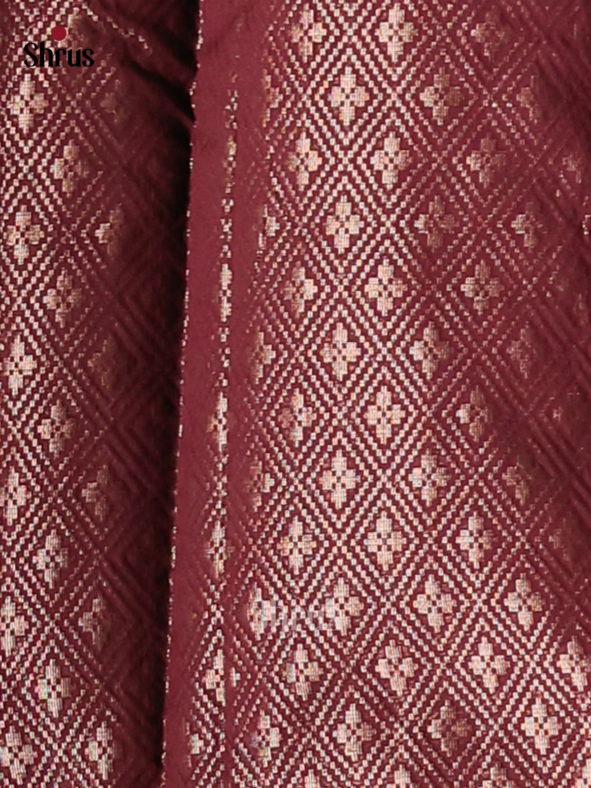 Maroon - Semi Jute Saree - Shop on Shrus.com