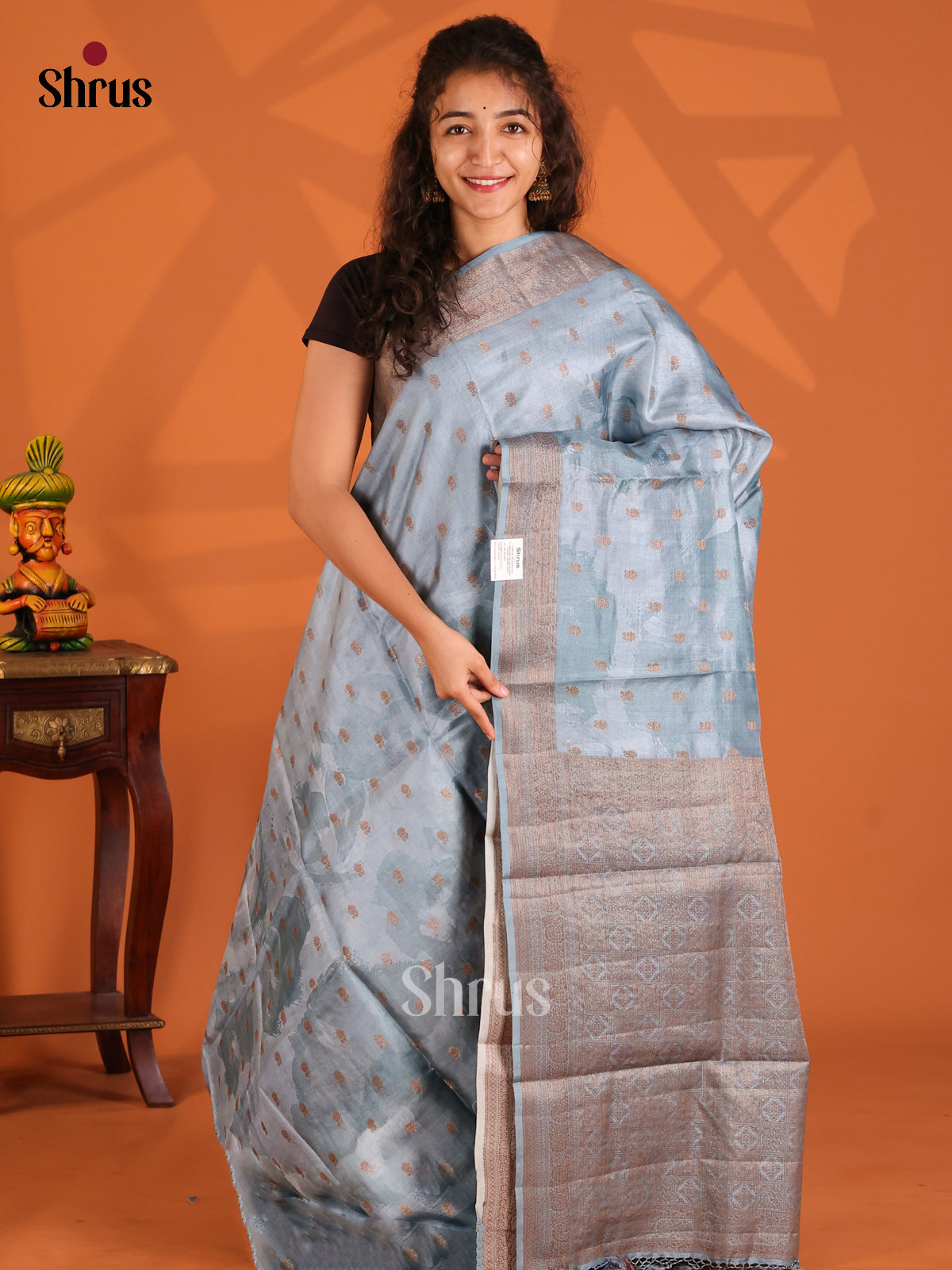 Grey(Single Tone)- Tussar Saree