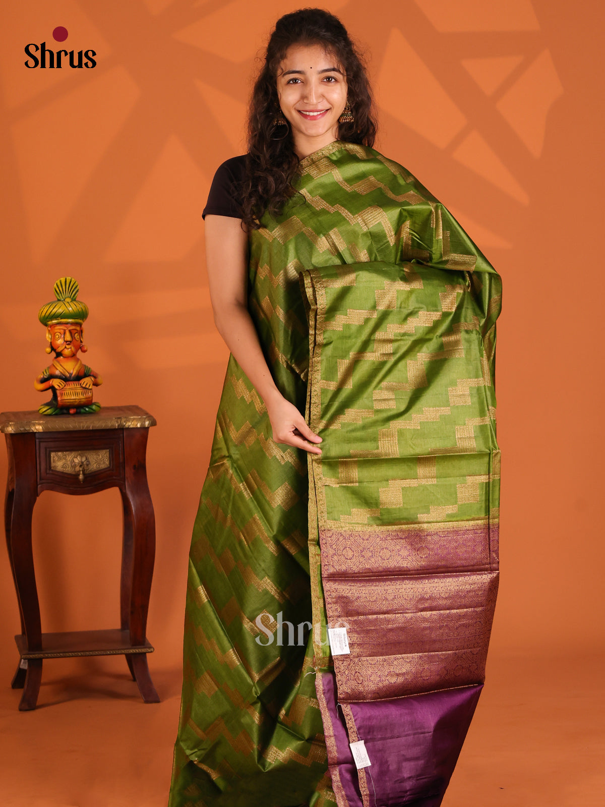 Green & Purple- Tussar Saree