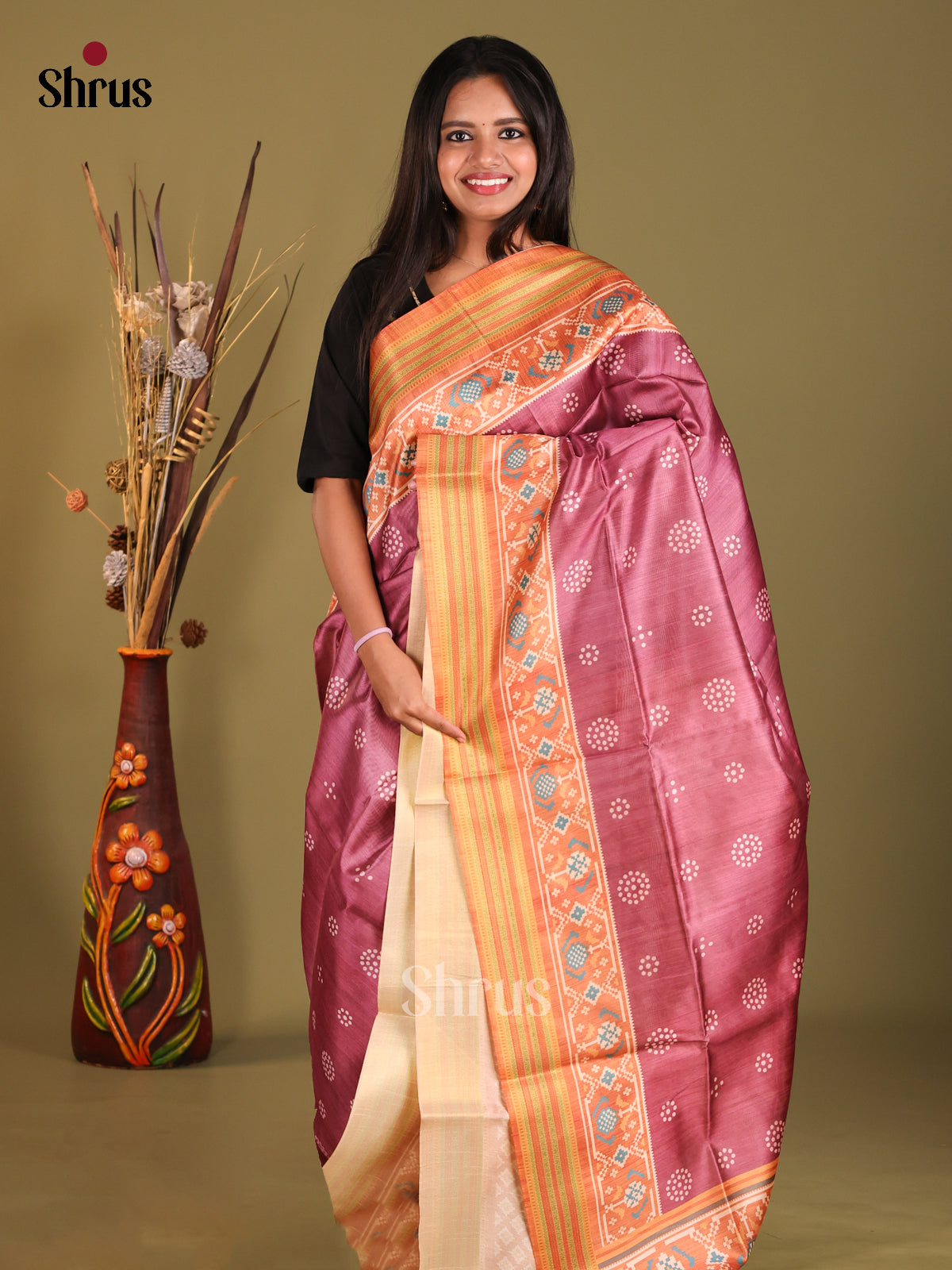 Onion Peel & Brick - Champa semitussar Saree - Shop on Shrus.com