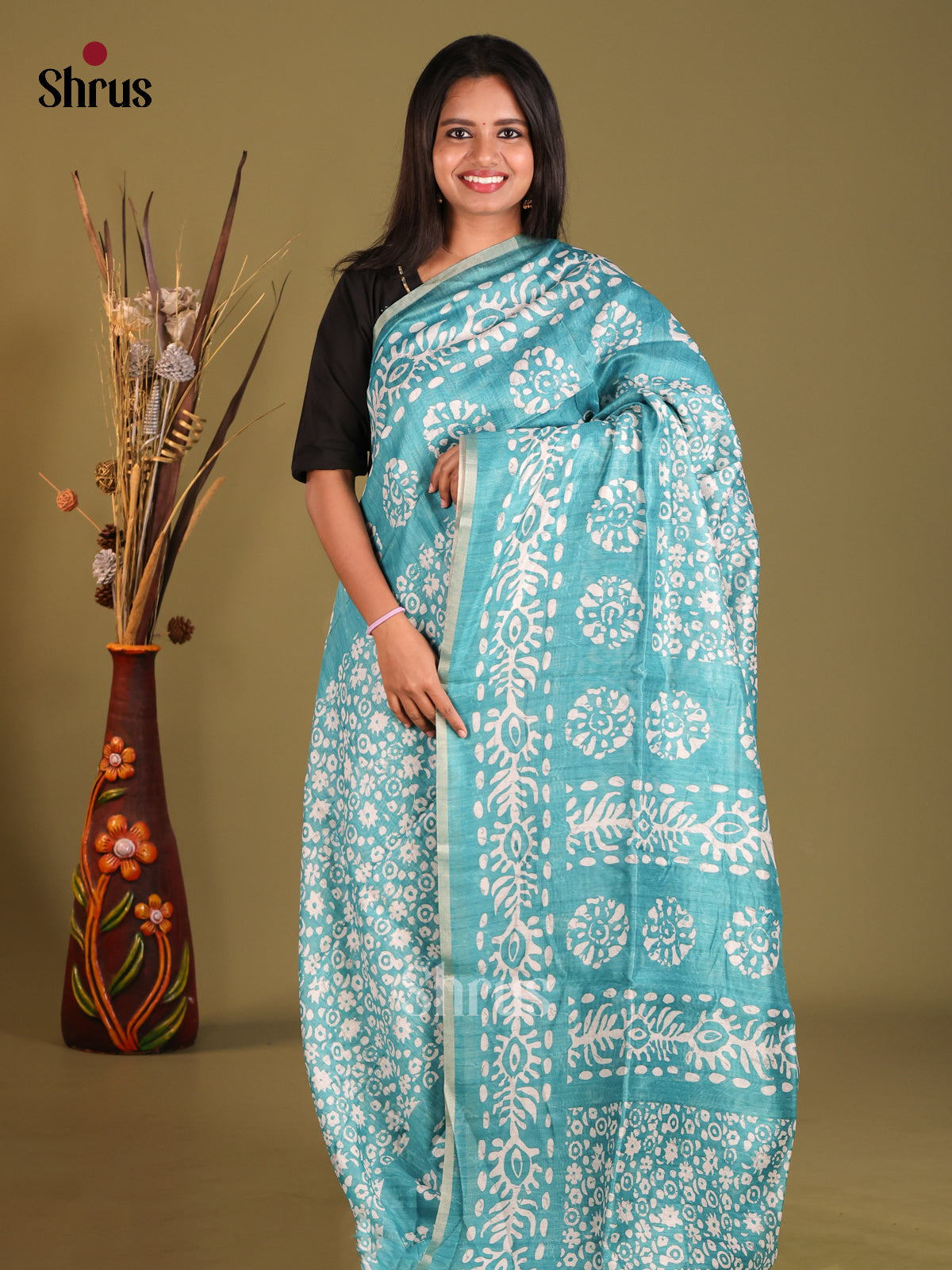 Blue - Champa semitussar Saree - Shop on Shrus.com