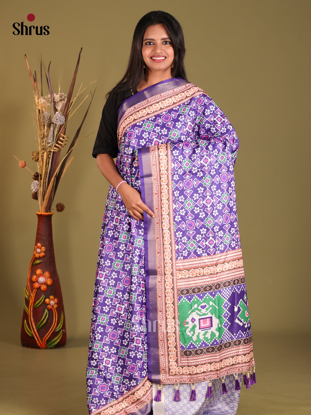 Purple- Champa semitussar Saree - Shop on Shrus.com