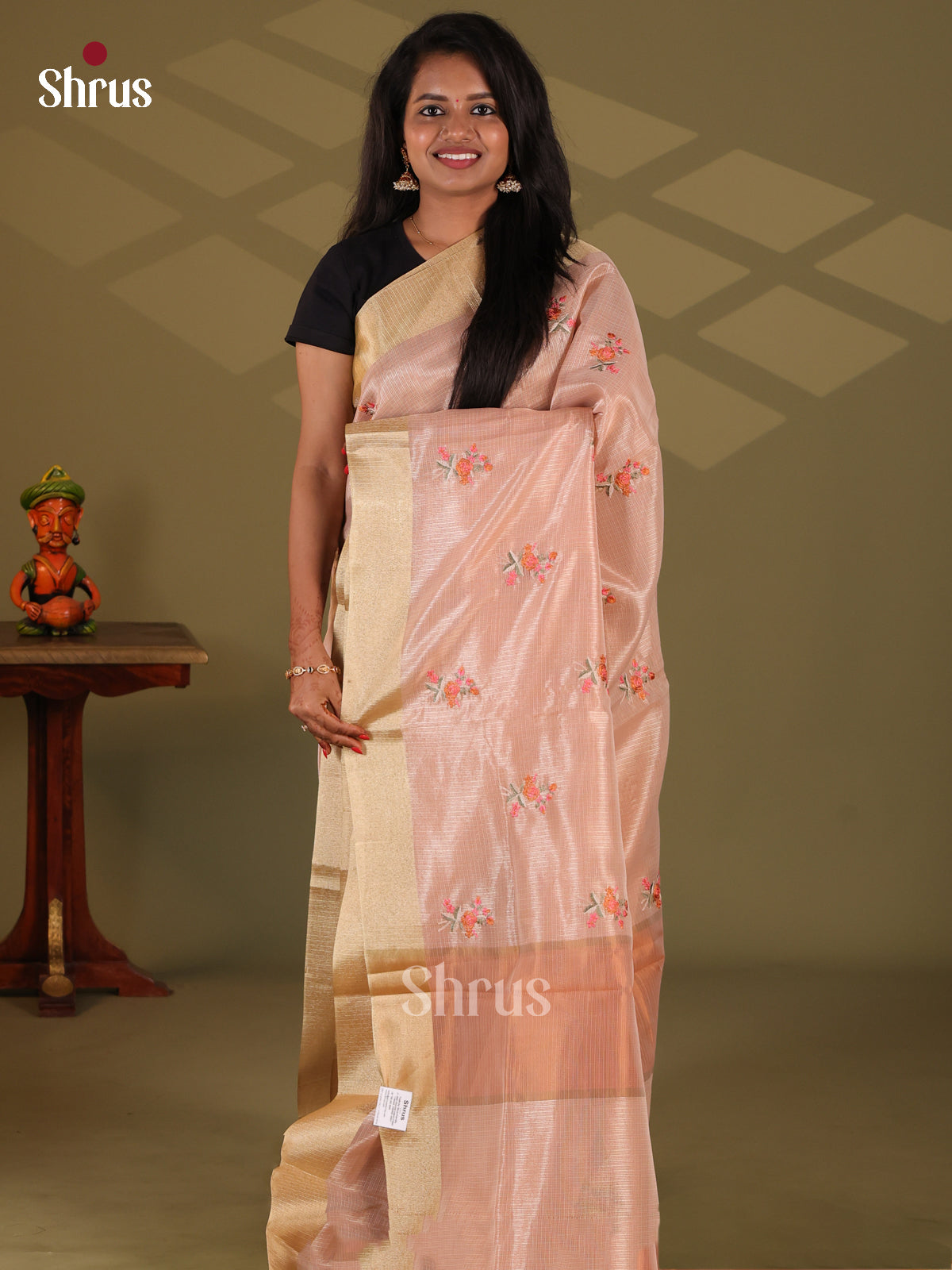 Pink - Semi Tissue Saree - Shop on Shrus.com