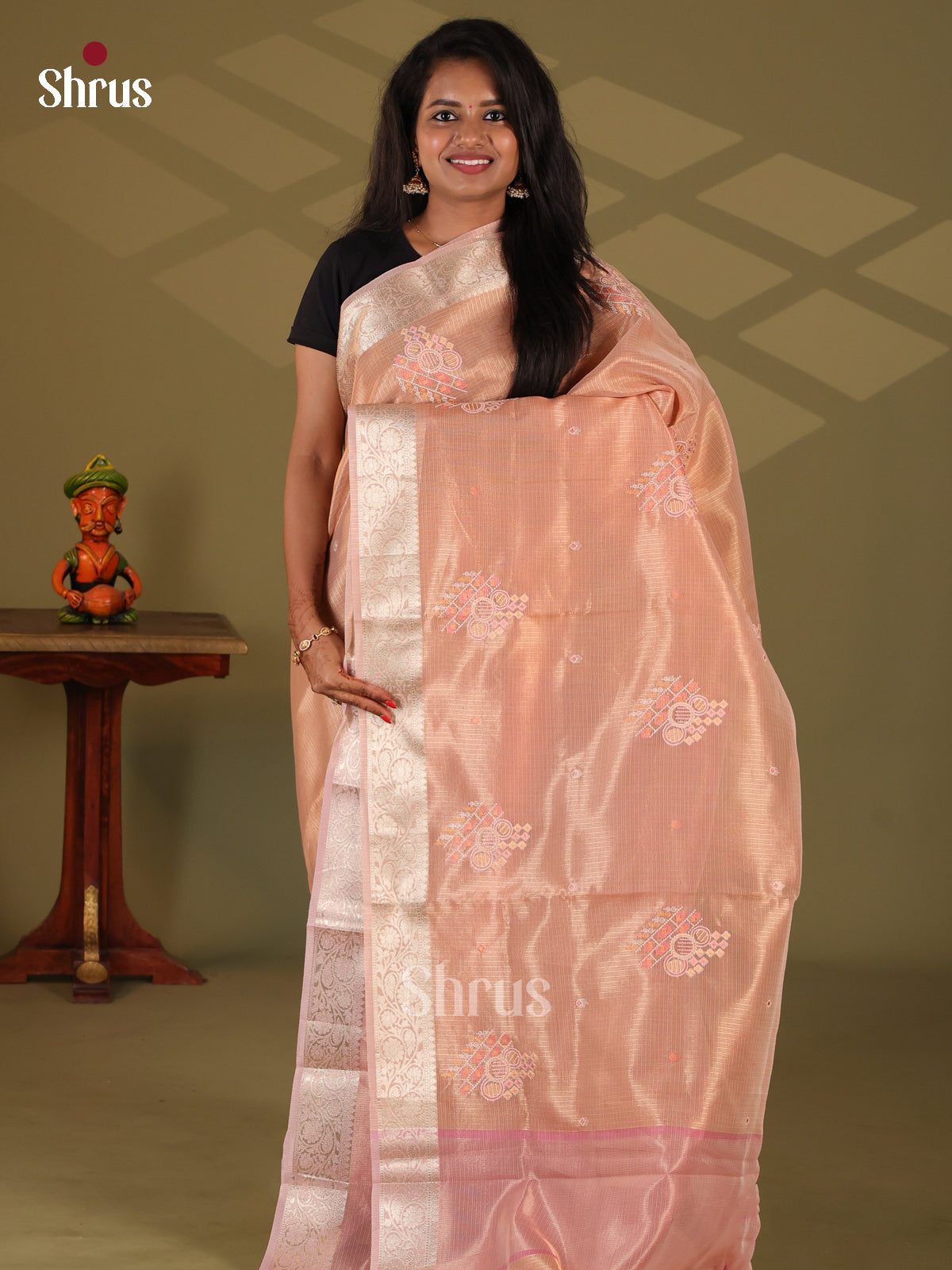 Pink - Semi Tissue Saree - Shop on Shrus.com