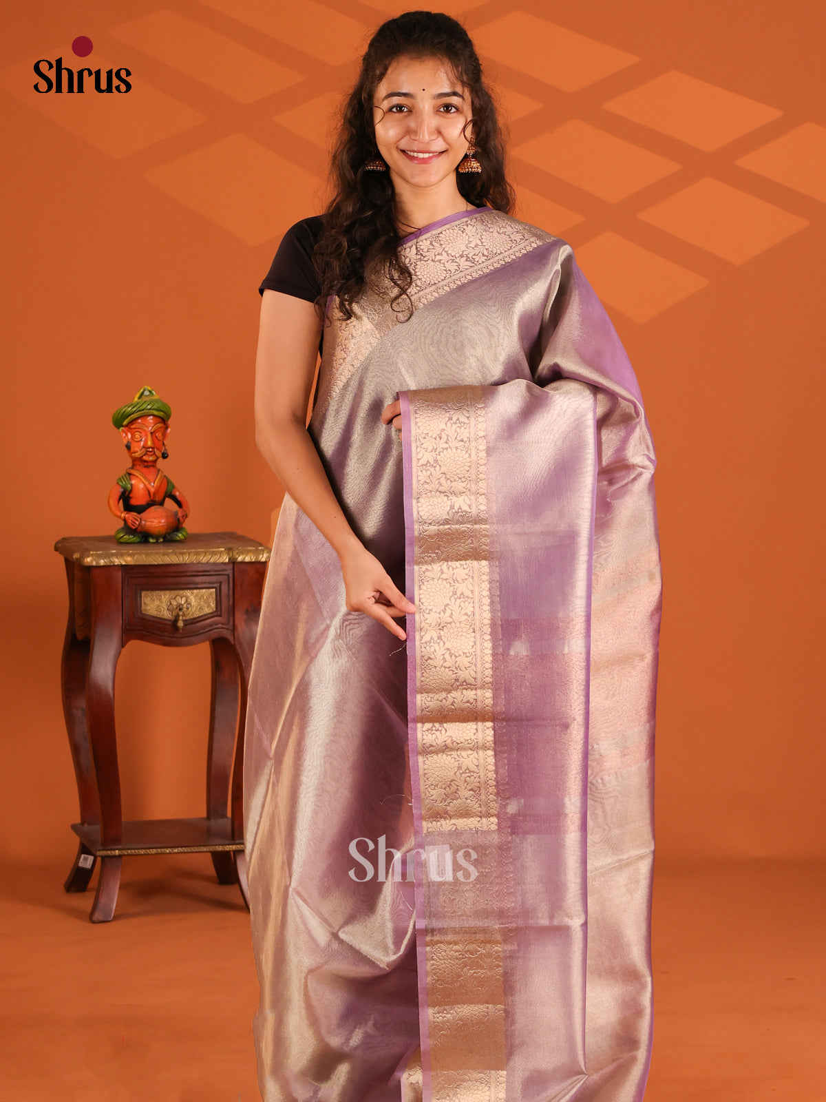 Lavender - Semi Tissue saree - Shop on Shrus.com