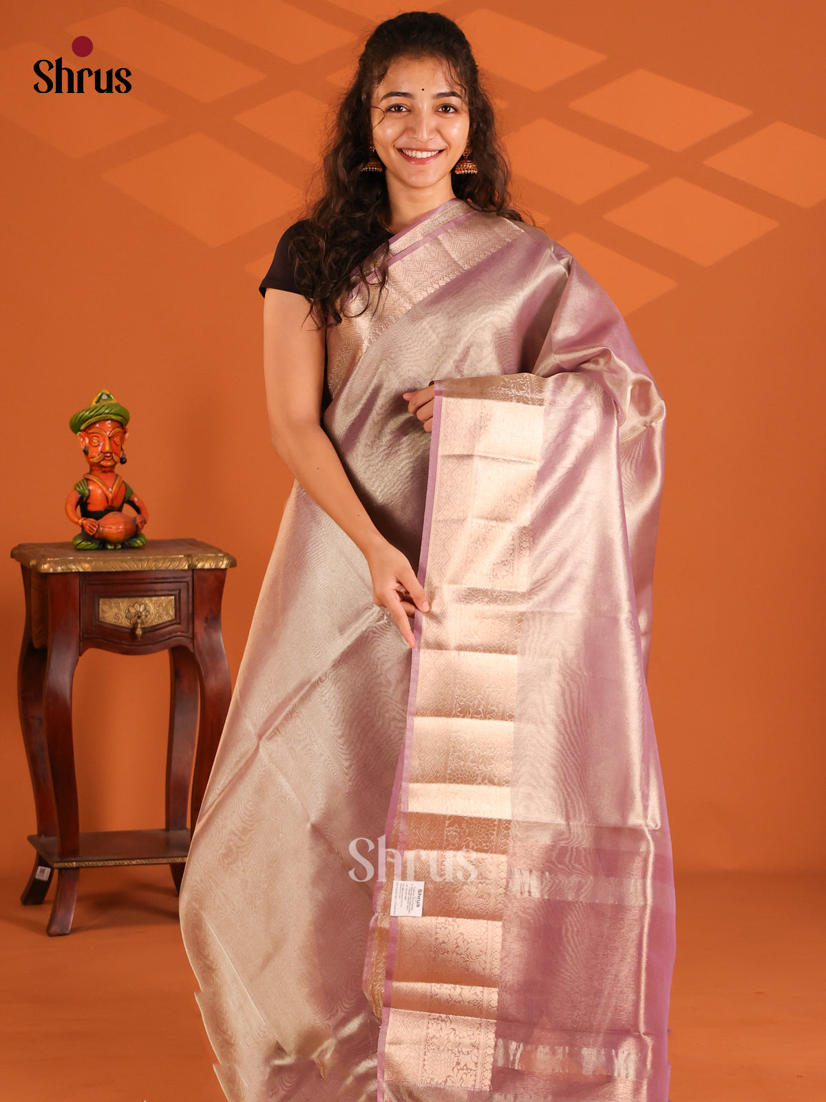 Mild Lavender - Semi Tissue saree - Shop on Shrus.com