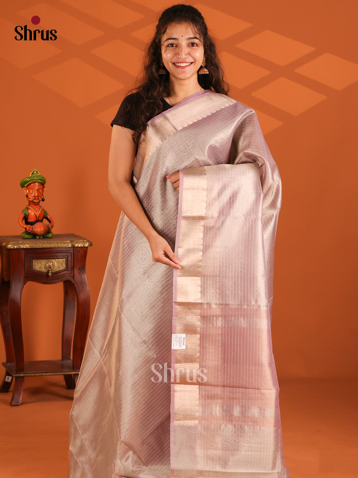 Mild Lavender - Semi Tissue saree - Shop on Shrus.com