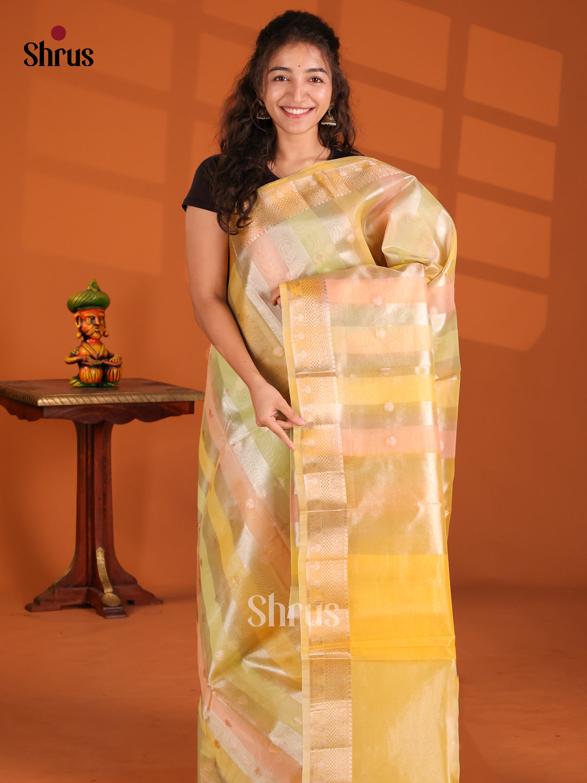 Mustard & Green - North Silk Cotton Saree - Shop on Shrus.com
