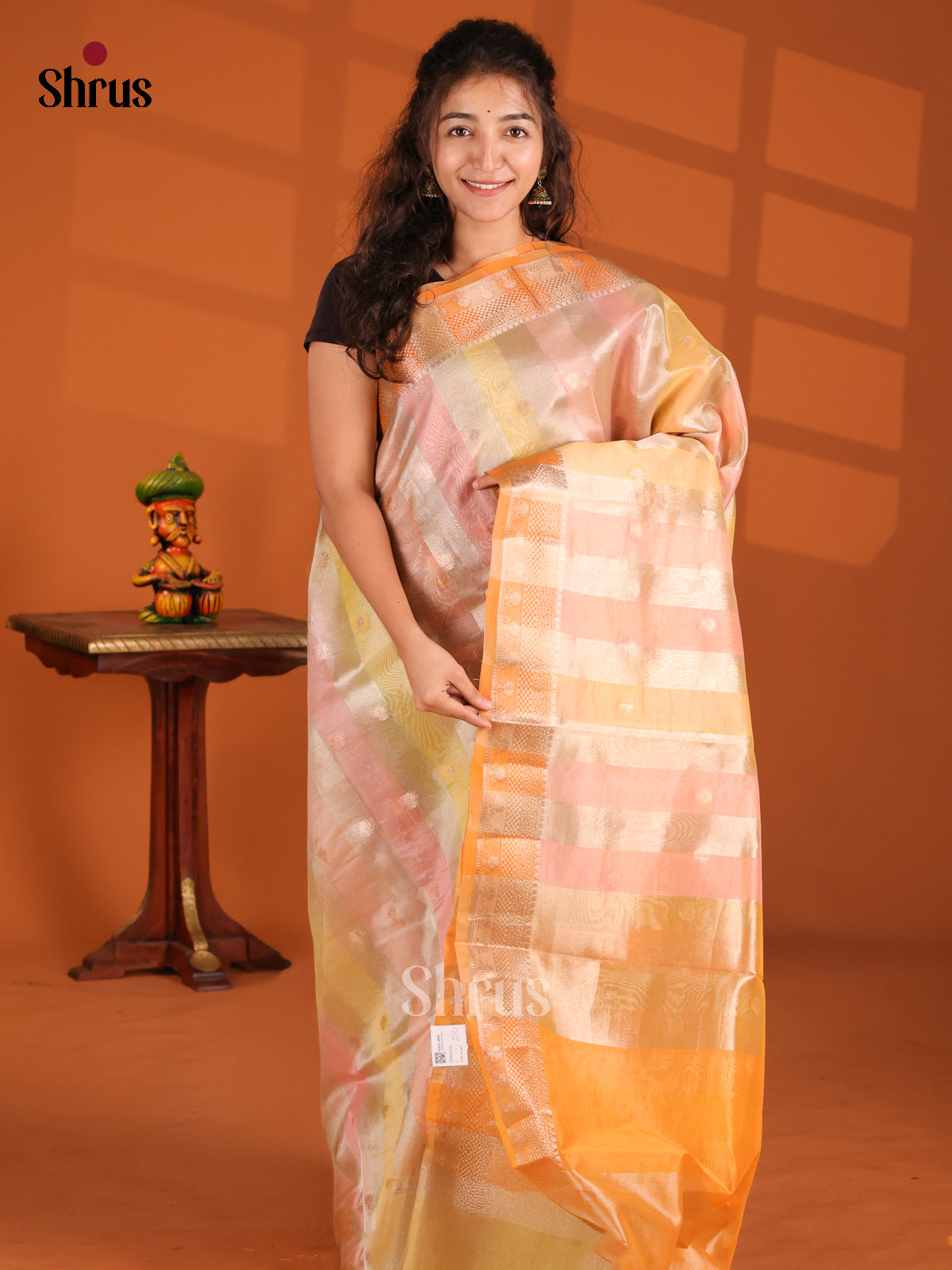 Pink & Orange - North Silk Cotton Saree - Shop on Shrus.com