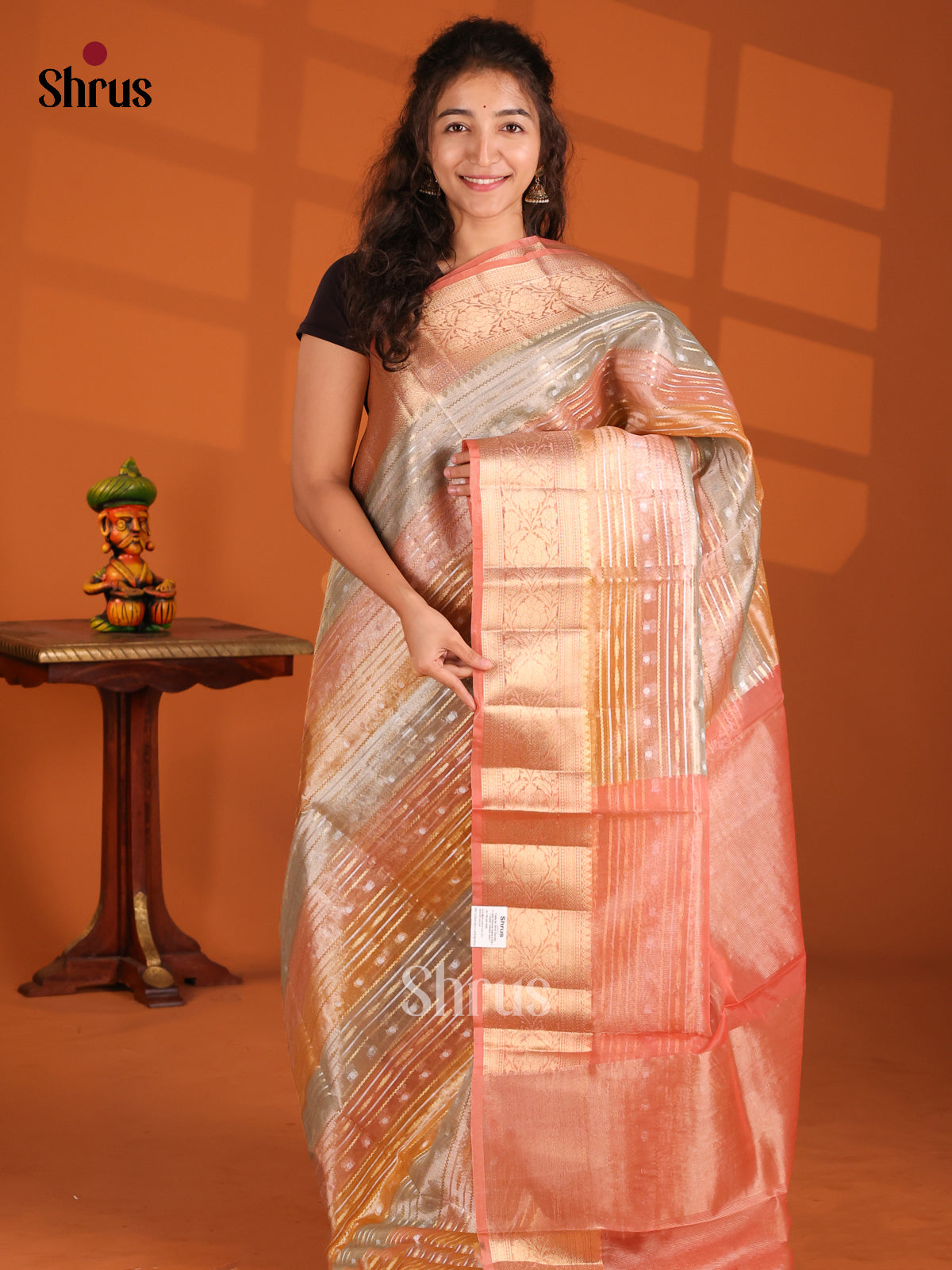 Peach & Grey - North Silk Cotton Saree - Shop on Shrus.com
