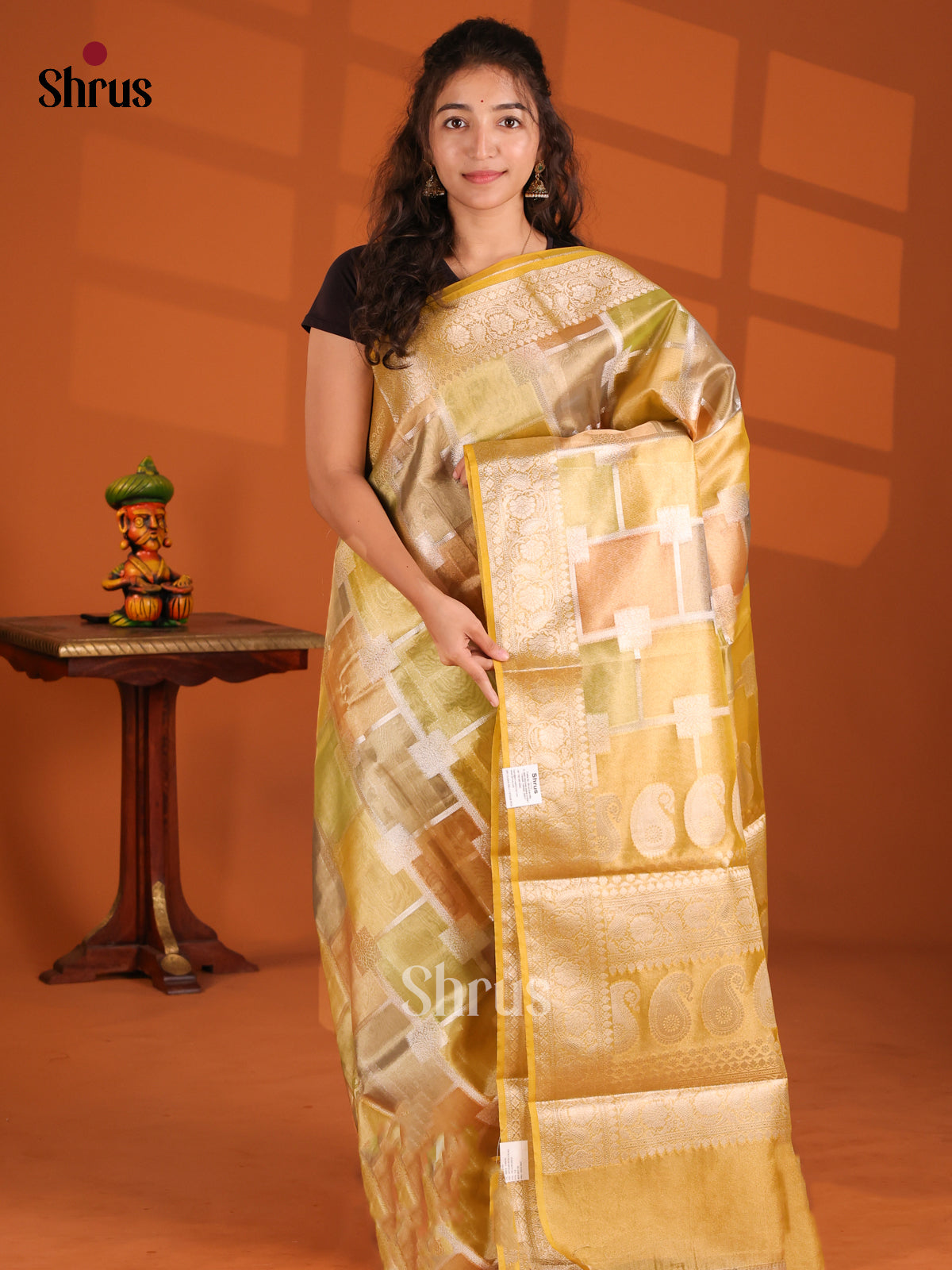 Mustard & green - North Silk Cotton Saree - Shop on Shrus.com