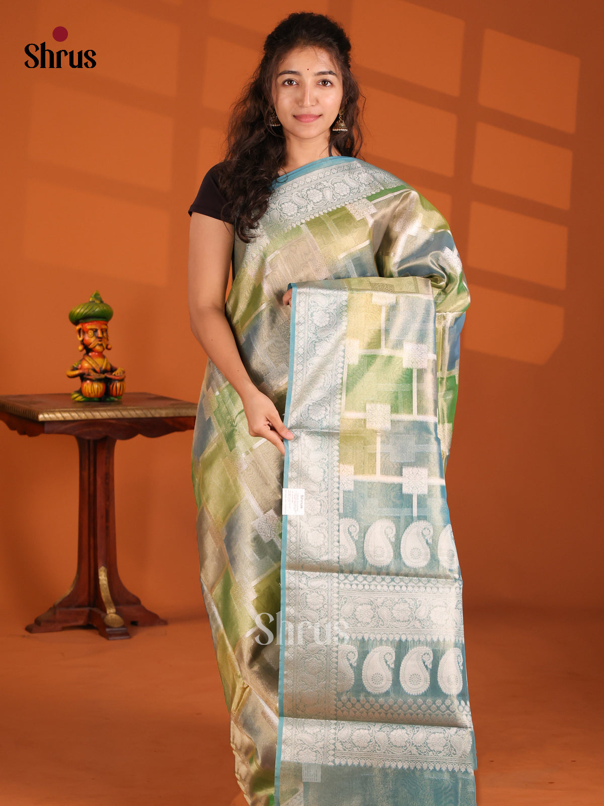 Green & Blue - North Silk Cotton Saree - Shop on Shrus.com